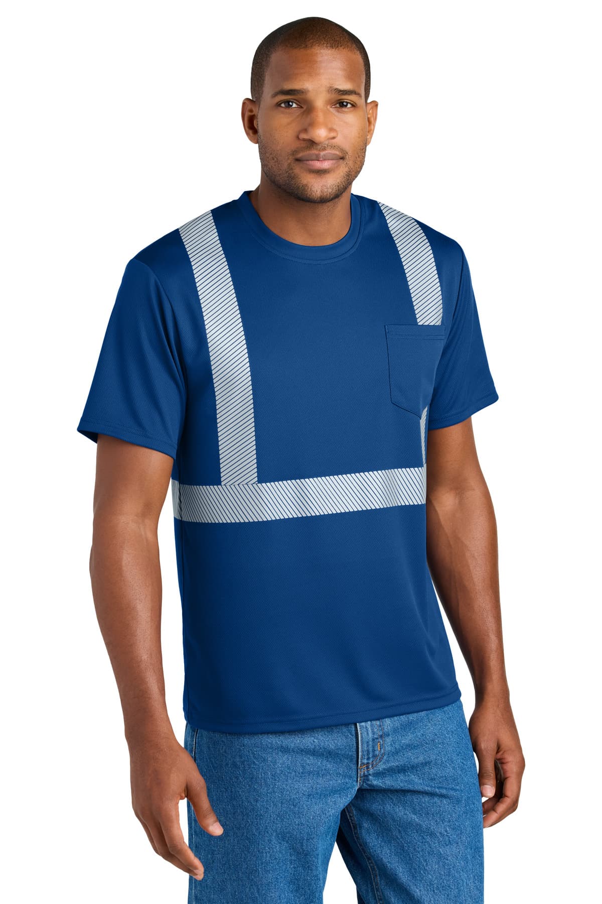 CornerStone ® Enhanced Visibility Segmented Tape Tee — Royal