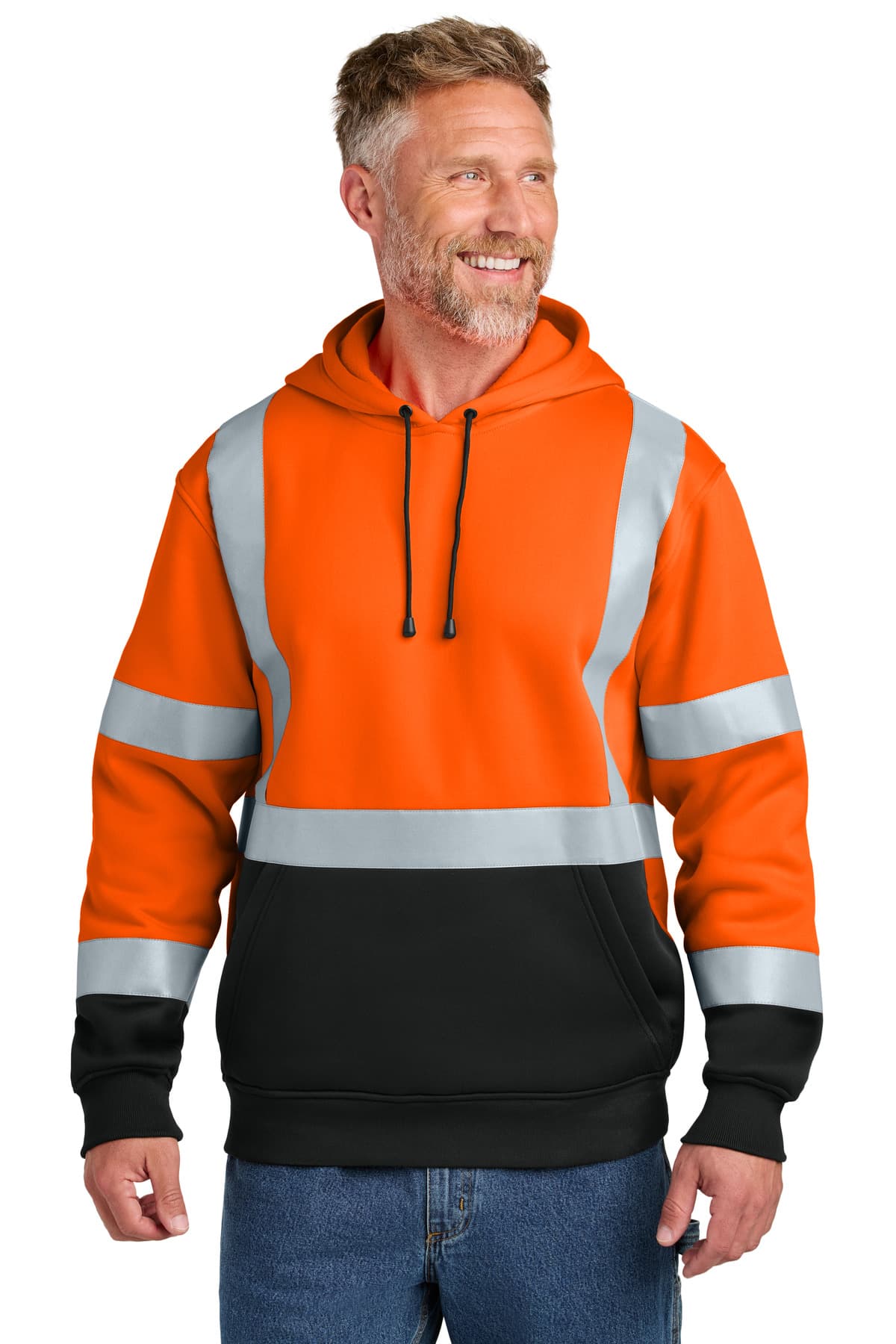 CornerStone ® ANSI 107 Class 3 Heavy-Duty Fleece Pullover Hoodie — Safety Orange