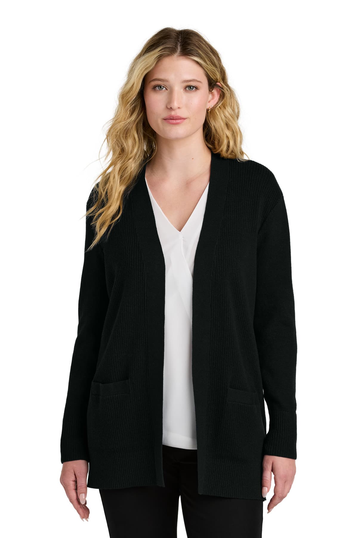 Port Authority ® Women's Easy Care Open-Front Cardigan Sweater — Deep Black