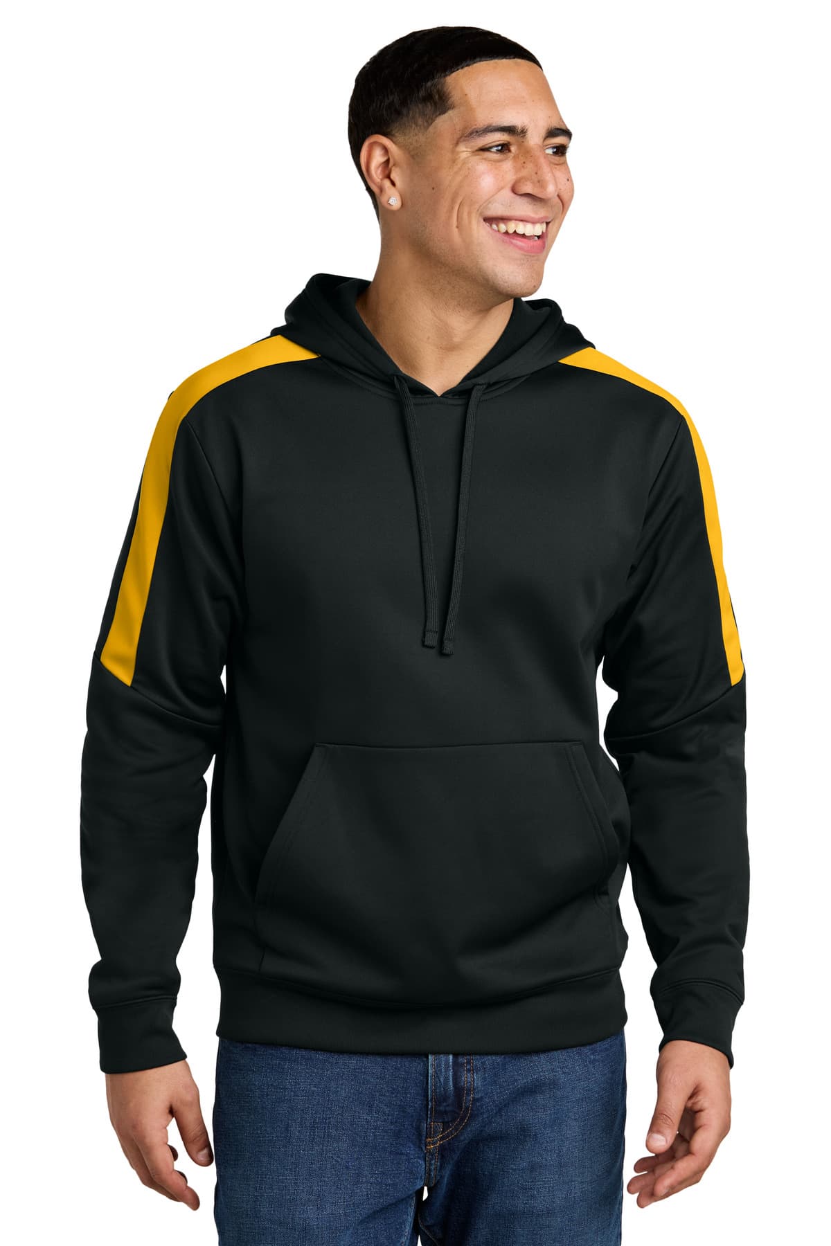 Sport-Tek ® Sport-Wick ® Fleece United Pullover Hoodie — Black/ Gold
