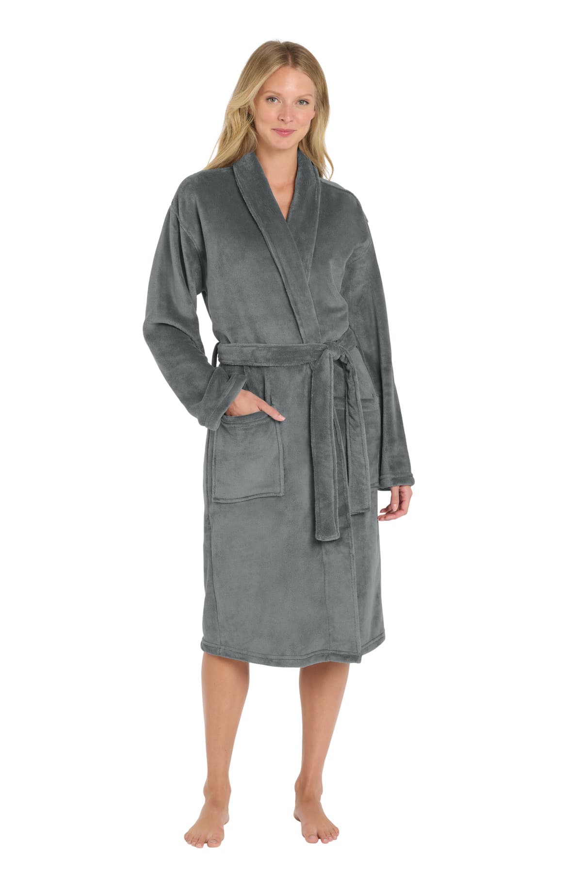 Port Authority ® Plush Microfleece Shawl Collar Robe — Deep Smoke