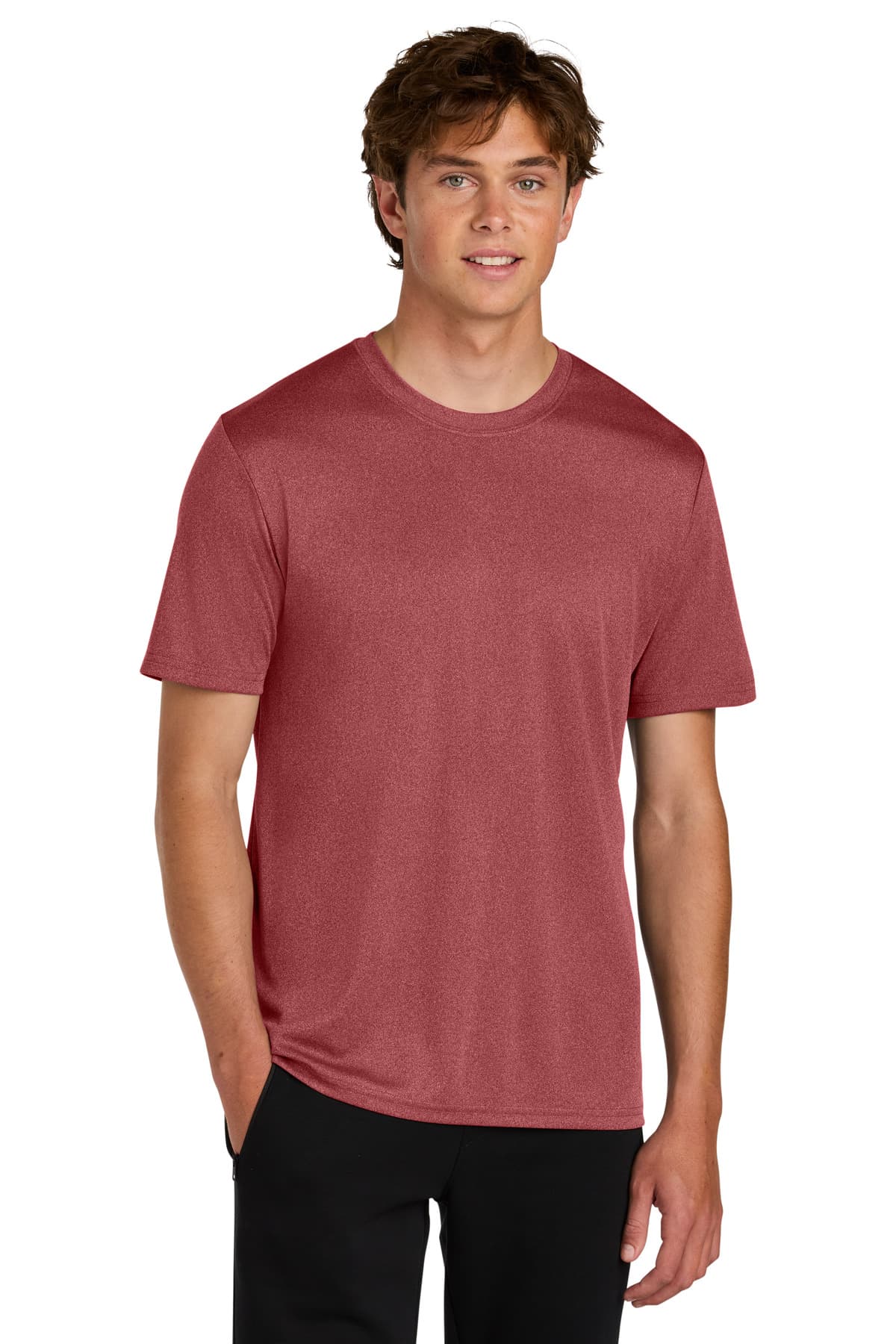 Port & Co  Heather Performance Tee — Deep Red Heather
