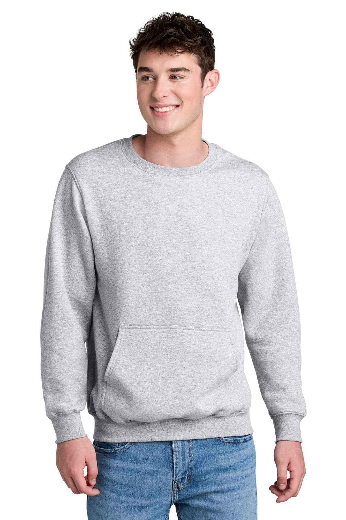 Port & Co  Core Fleece Crewneck Pocket Sweatshirt — Ash