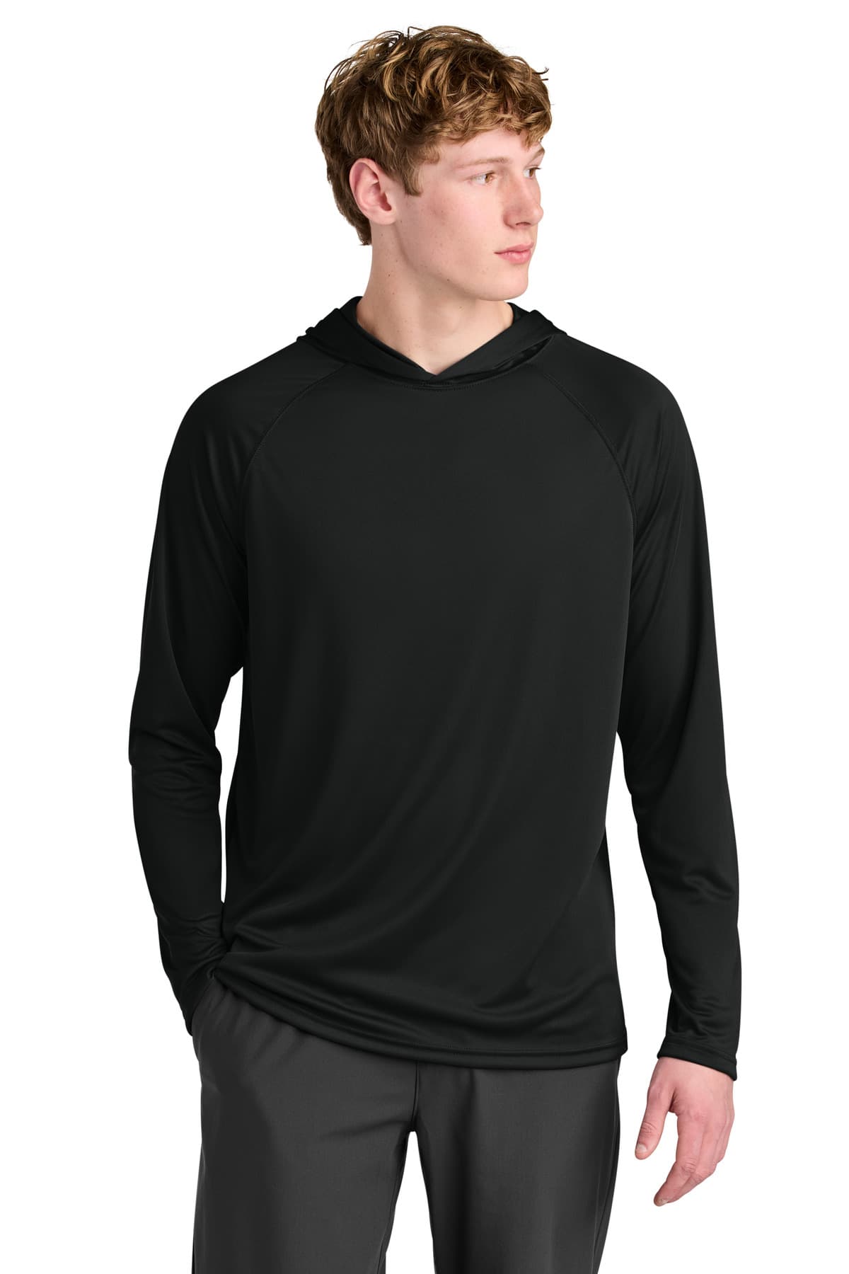 A4 Cooling Performance Long Sleeve Hooded Tee — Black