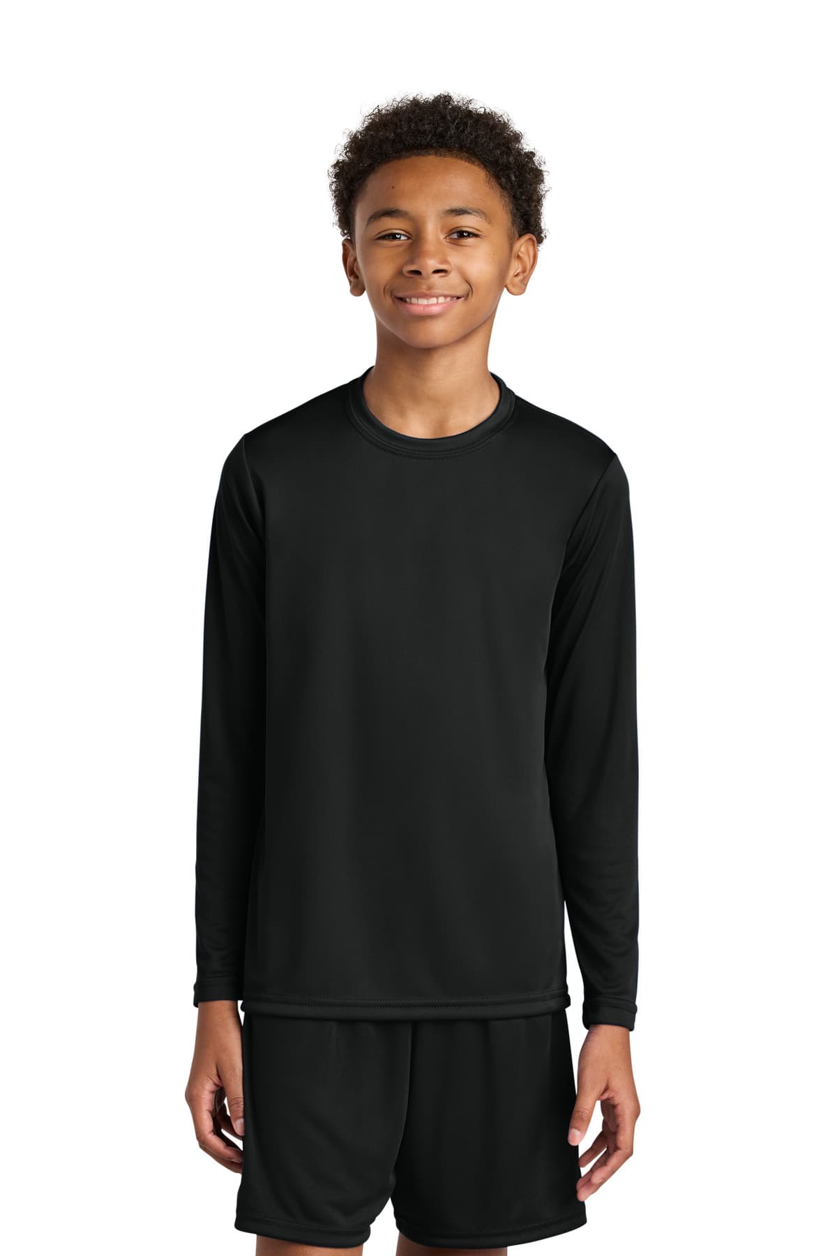 A4 Youth Cooling Performance Long Sleeve Tee — Black