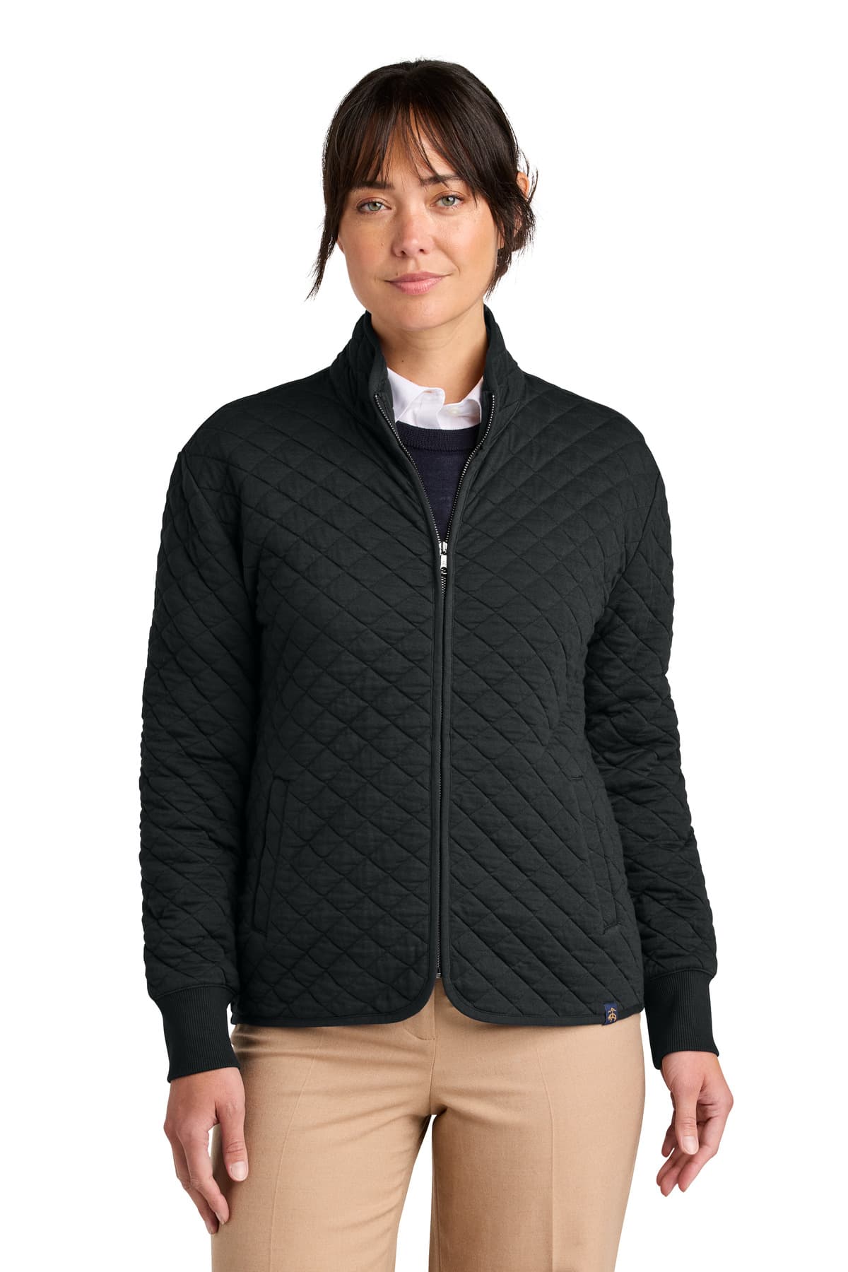 Brooks Brothers ® Women's Diamond Quilt Full-Zip — Deep Black