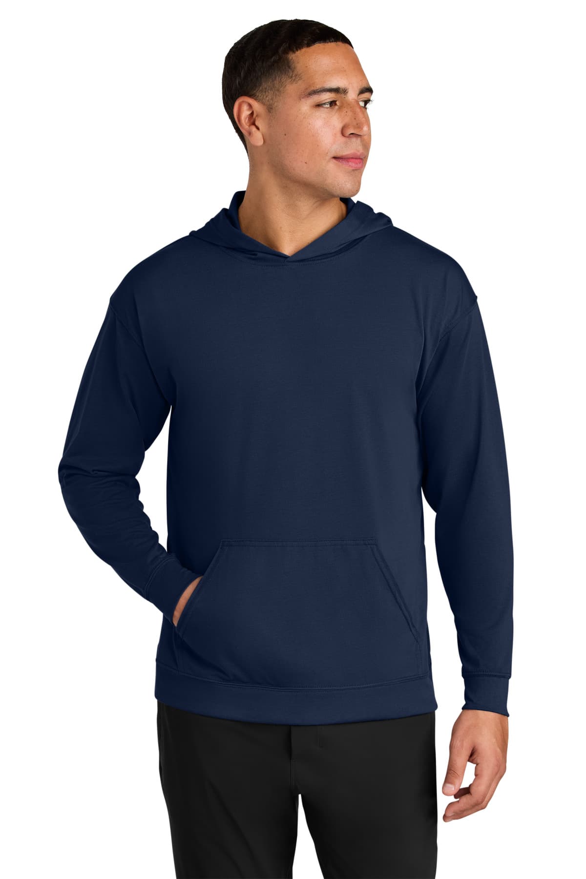 A4 Softek Long Sleeve Hooded Tee — Navy