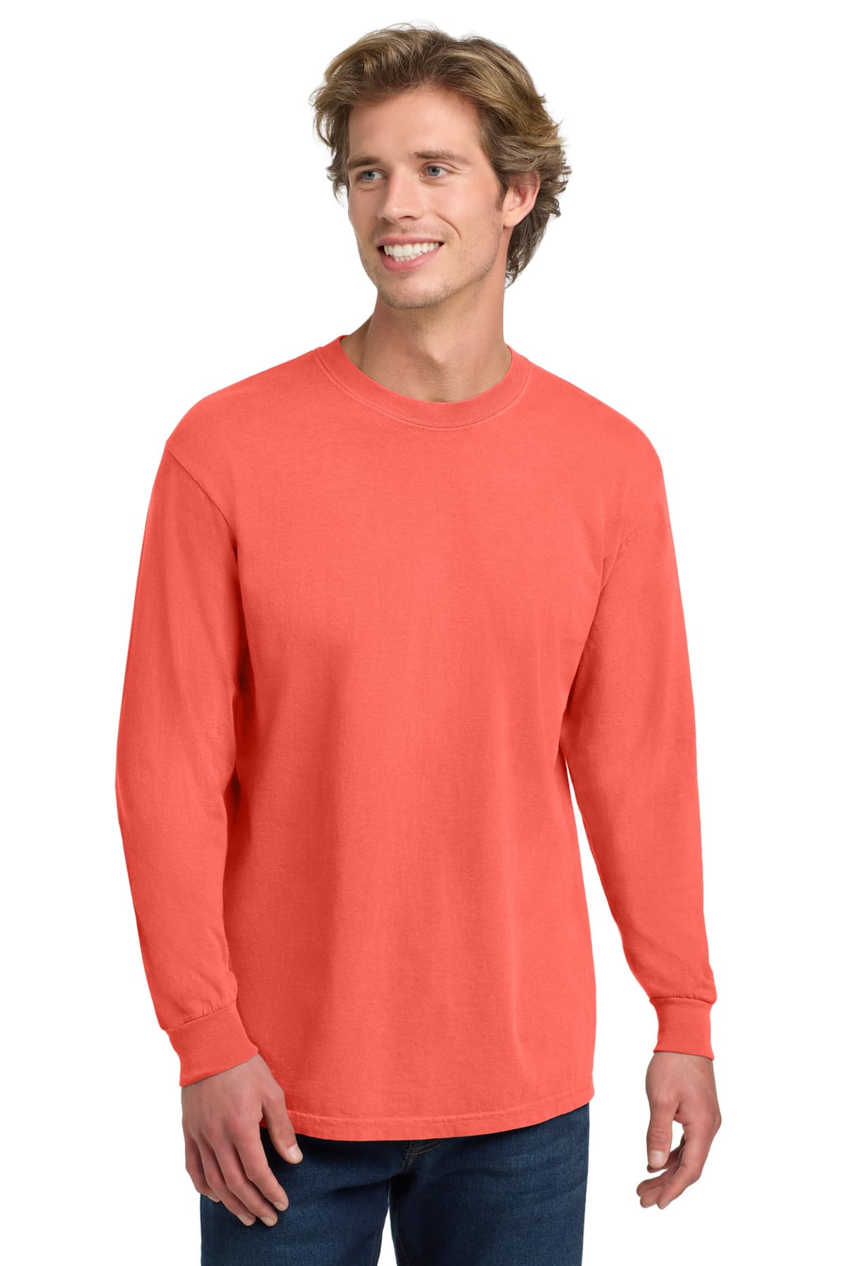 COMFORT COLORS ® Heavyweight Ring Spun Long Sleeve Tee — Neon Red Orange