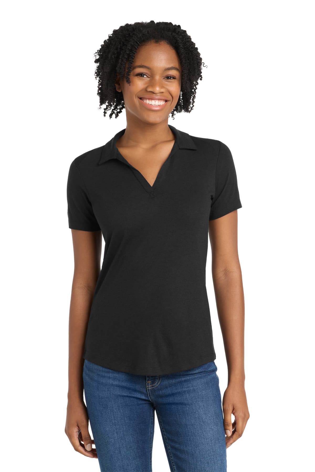 Sport-Tek ® Women's PosiCharge ® Tri-Blend Wicking Polo — Black Triad Solid