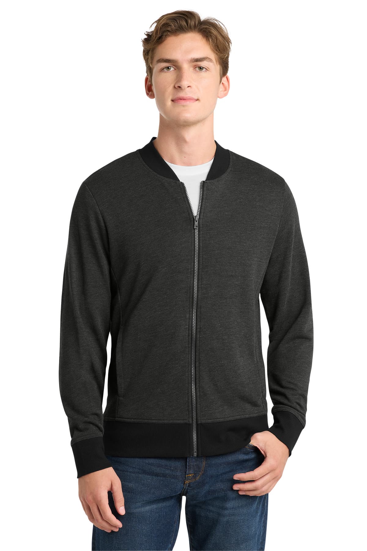 Sport-Tek ® Lightweight French Terry Bomber — Heather Black