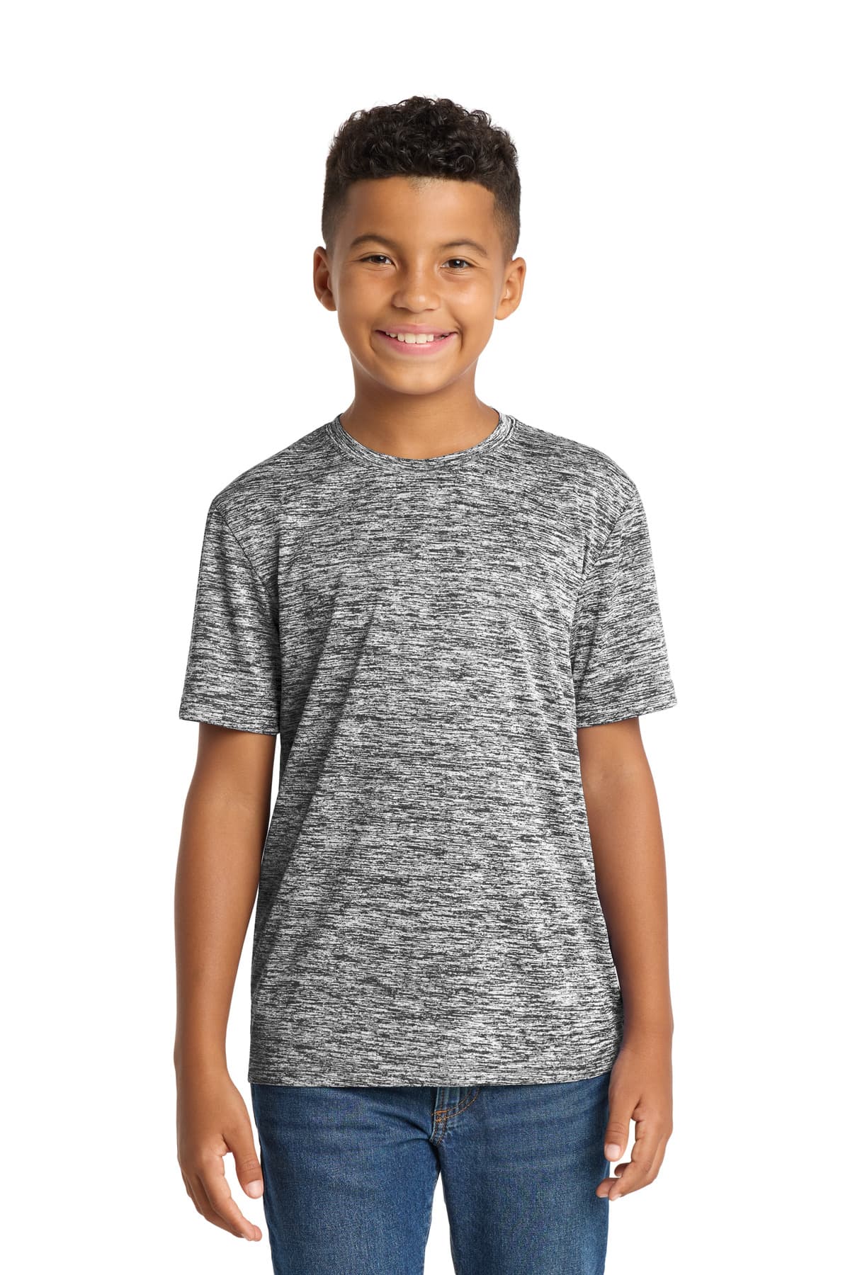 Sport-Tek ® Youth PosiCharge ® Electric Heather Tee — Black Electric