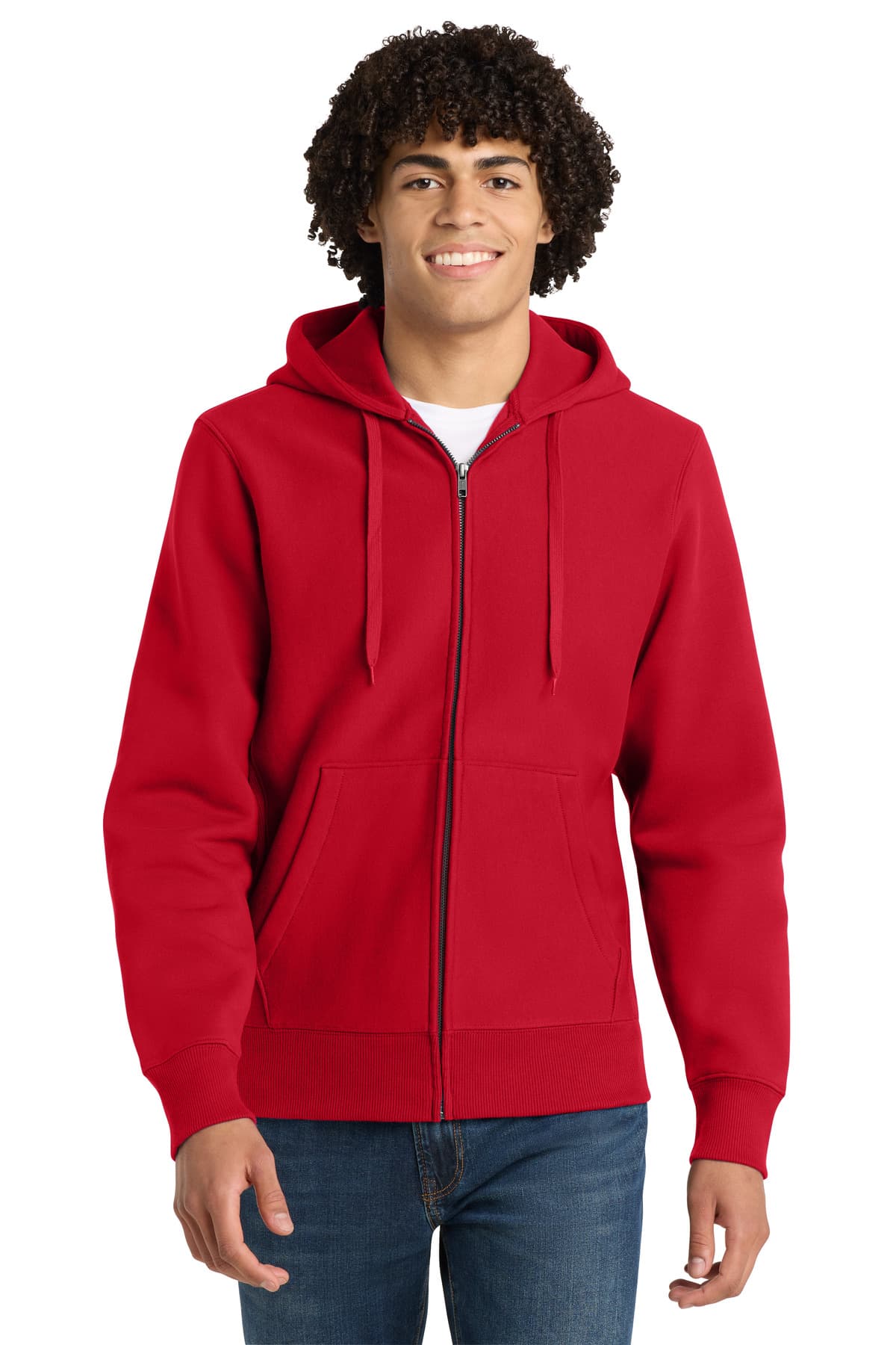 Sport-Tek ® Super Heavyweight Full-Zip Hooded Sweatshirt — Red