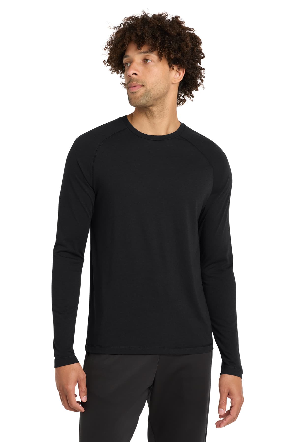 Sport-Tek ® PosiCharge ® Long Sleeve Tri-Blend Wicking Raglan Tee — Black Triad Solid