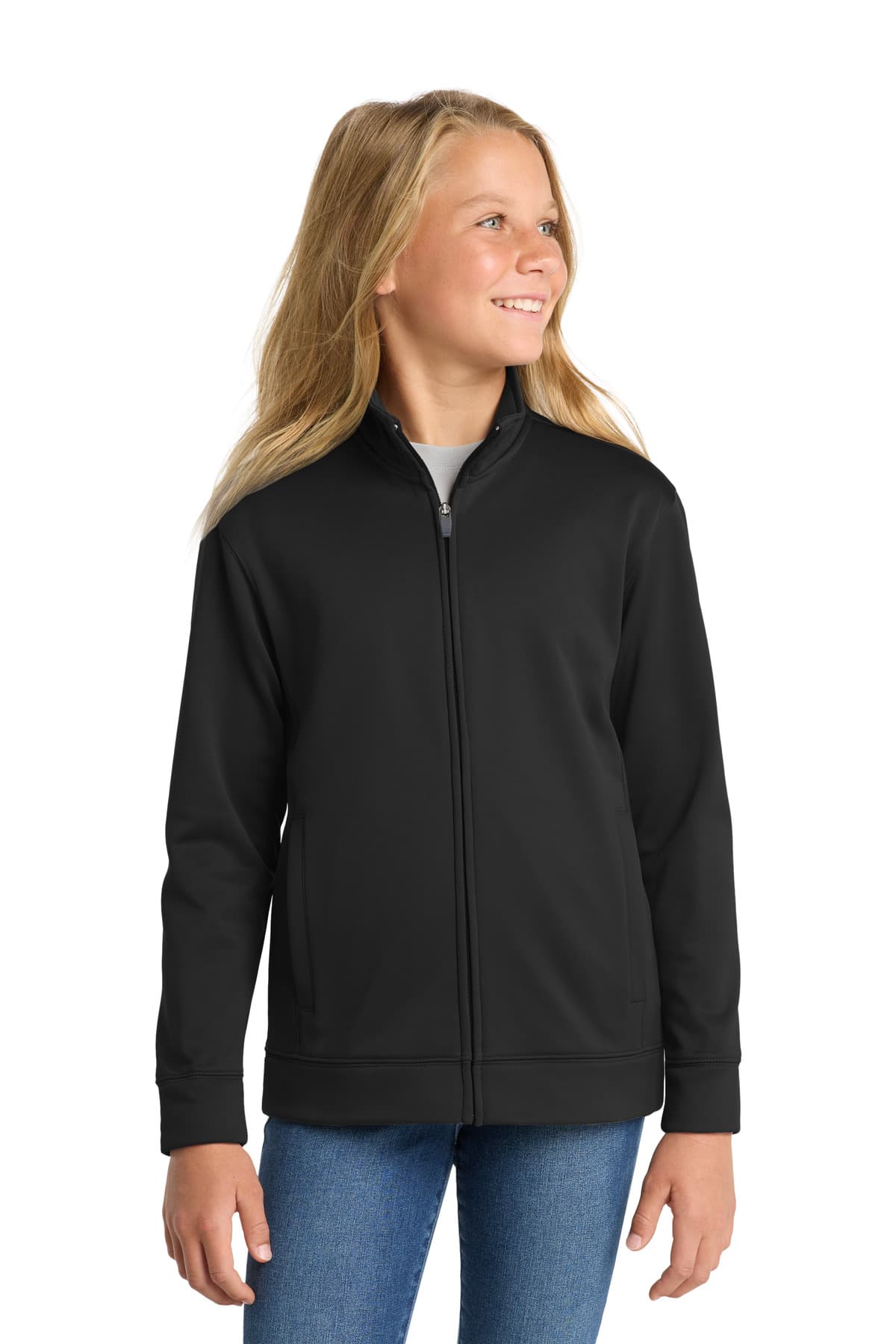 Sport-Tek ® Youth Sport-Wick ® Fleece Full-Zip Jacket — Black