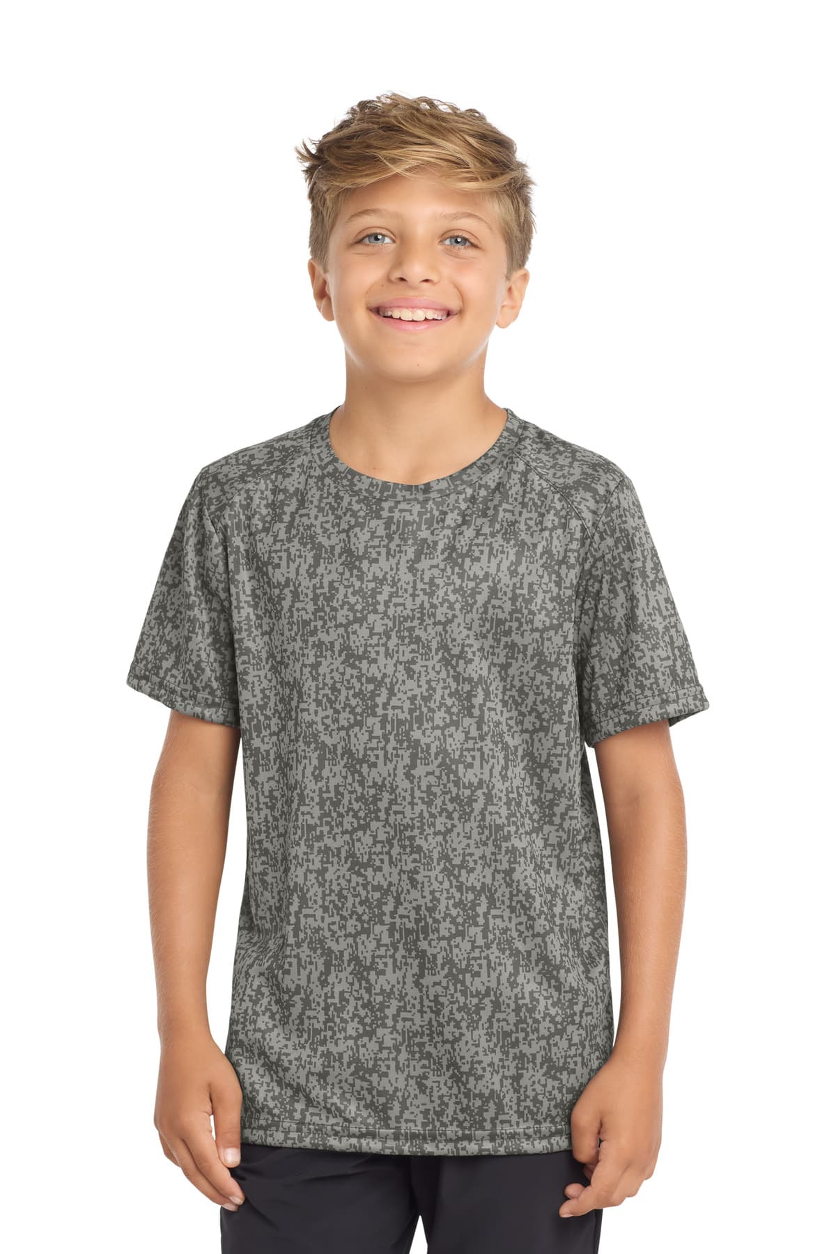 Sport-Tek ® Youth Digi Camo Tee — Grey Concrete