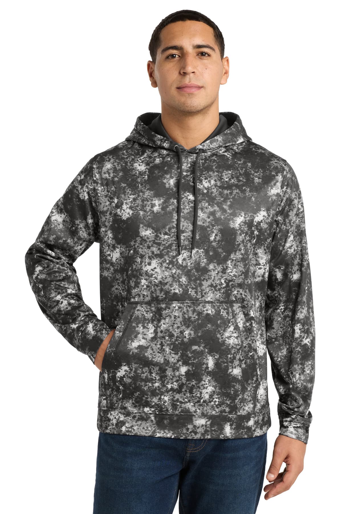 Sport-Tek ® Sport-Wick ® Mineral Freeze Fleece Hooded Pullover — Black