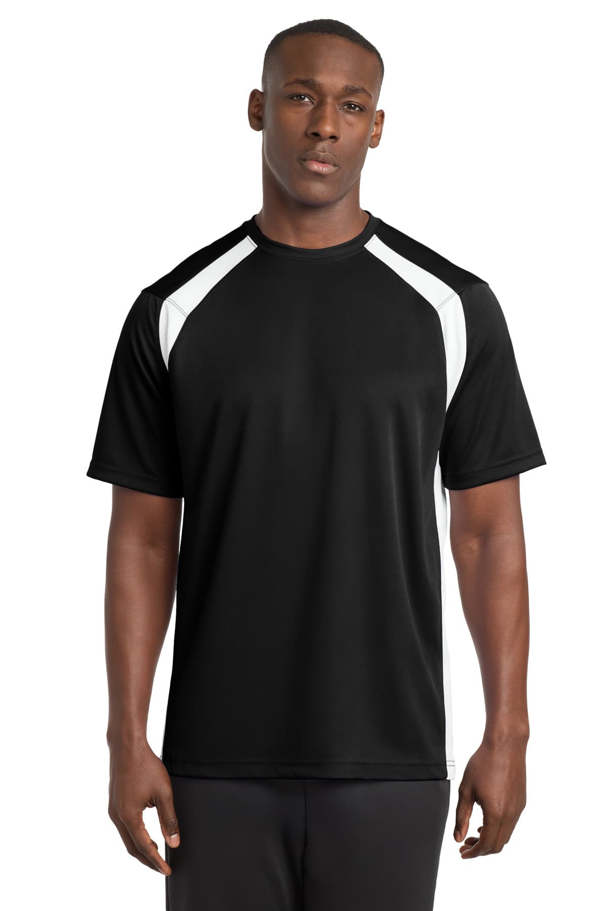 Sport-Tek ® Dry Zone ® Colorblock Crew — Black/ White
