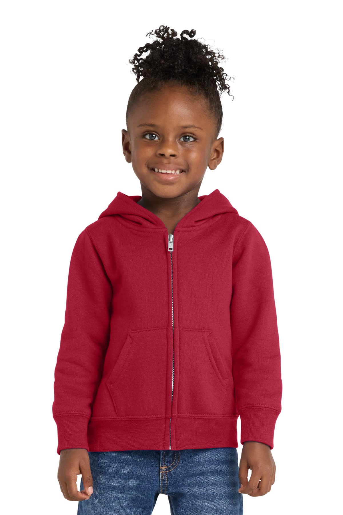 Port & Co  Toddler Core Fleece Full-Zip Hooded Sweatshirt — Red