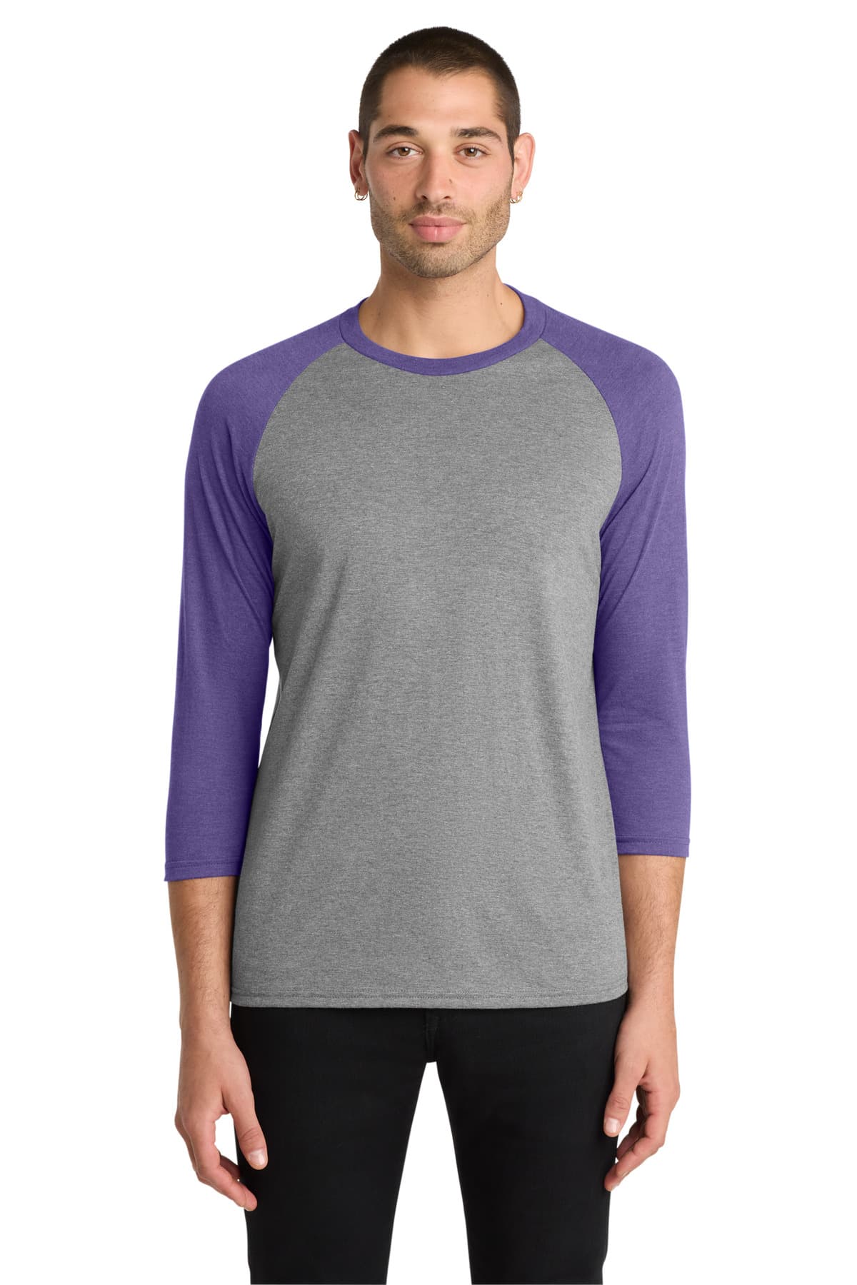 District ® Perfect Tri ® 3/4-Sleeve Raglan — Purple Frost/ Grey Frost