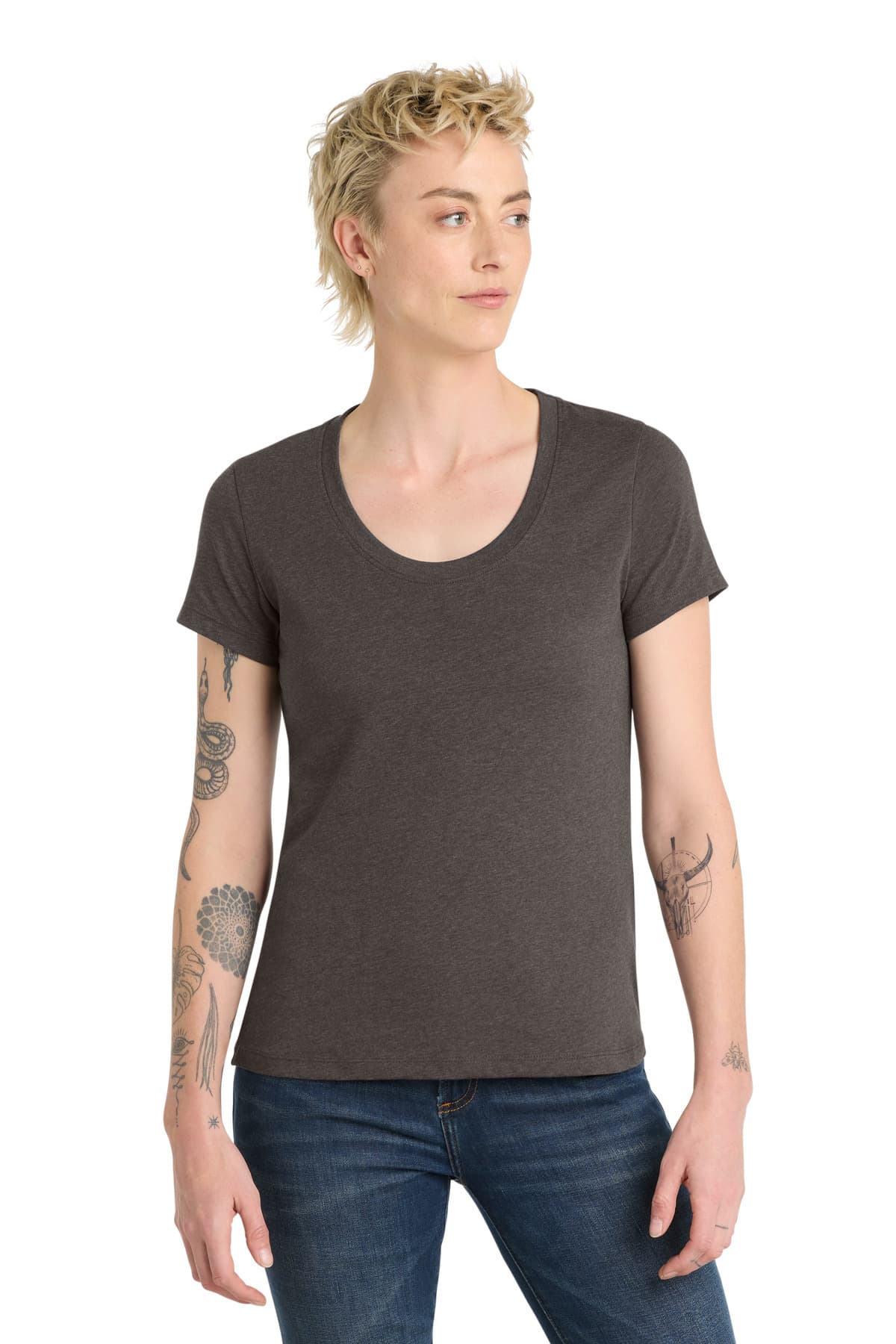 District ® Women's Flex Scoop Neck Tee — Heathered Charcoal