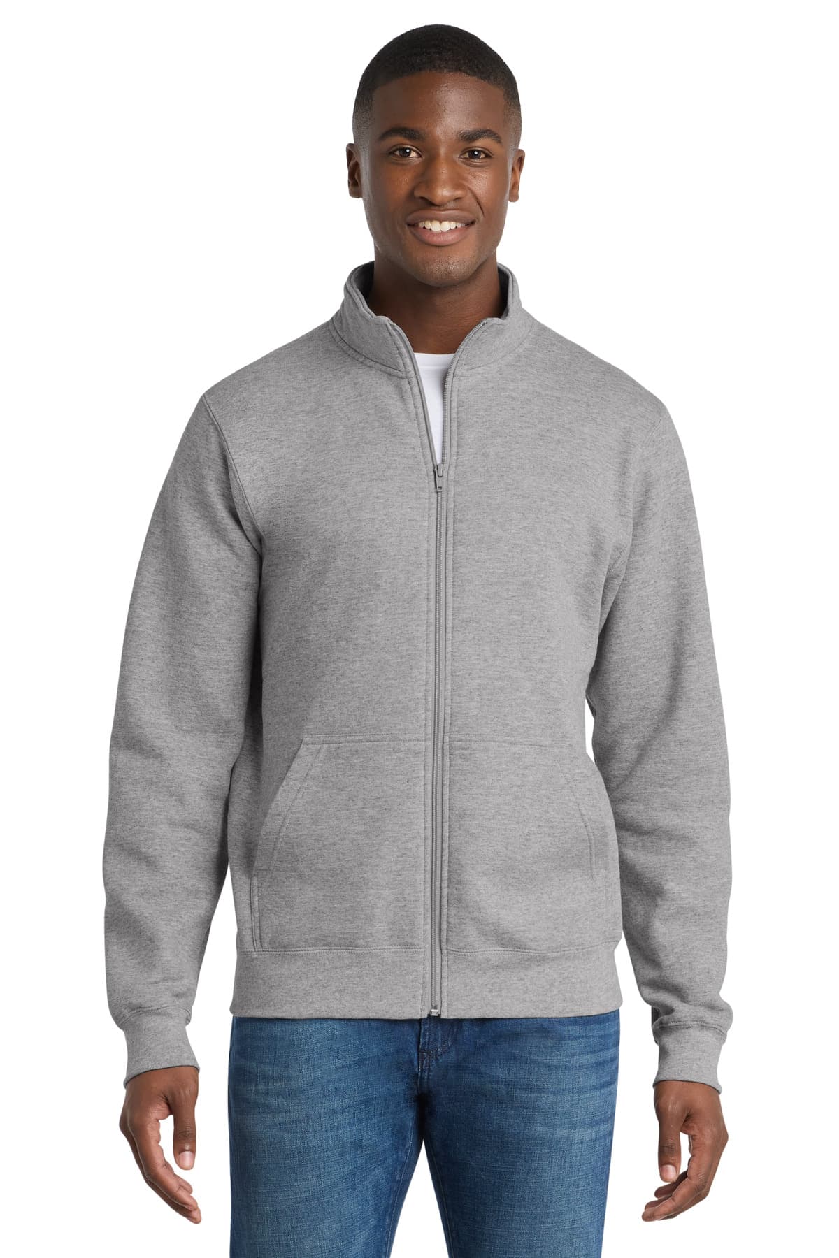 Port & Co  Core Fleece Cadet Full-Zip Sweatshirt — Athletic Heather