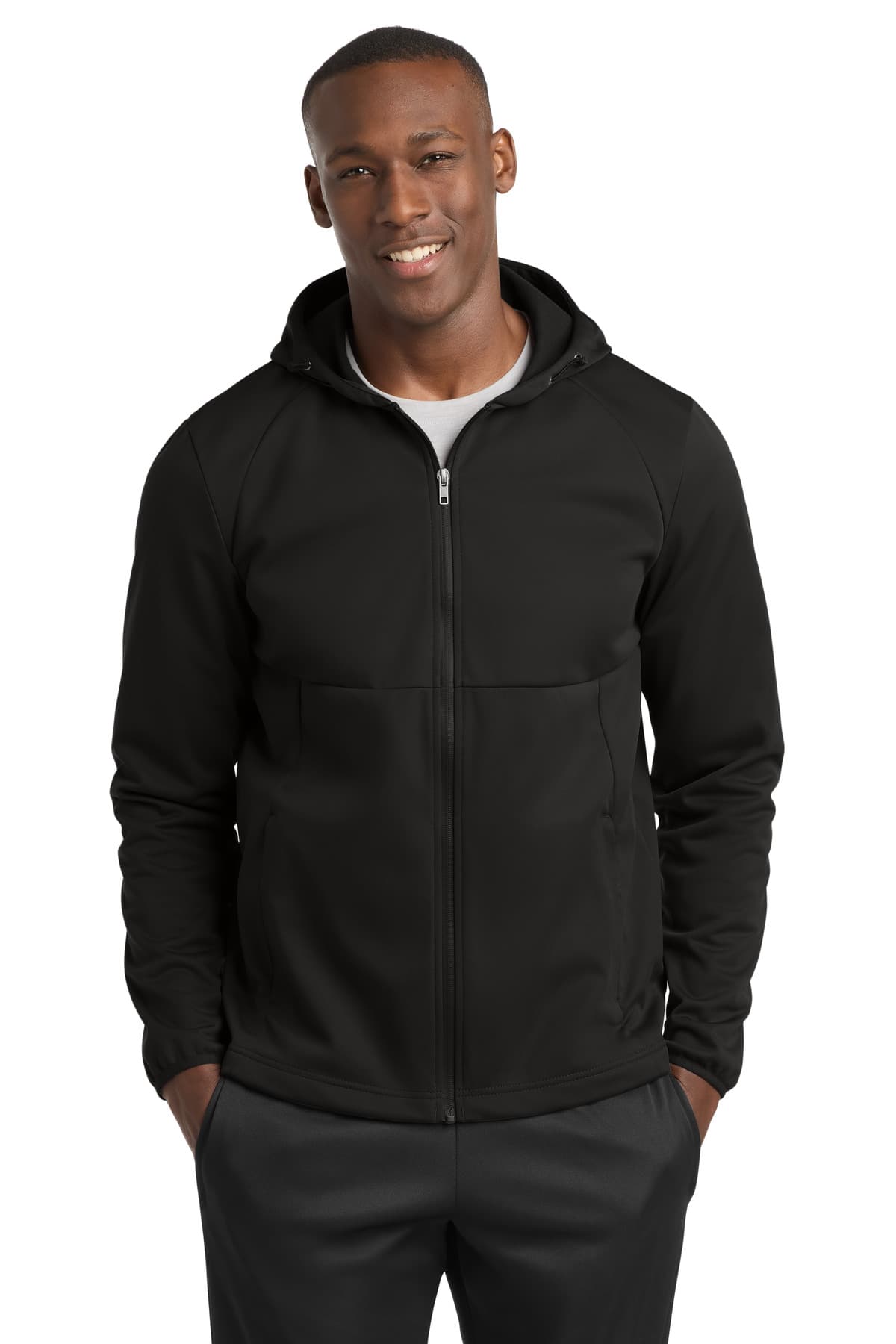 Sport-Tek ® Hooded Soft Shell Jacket — Deep Black
