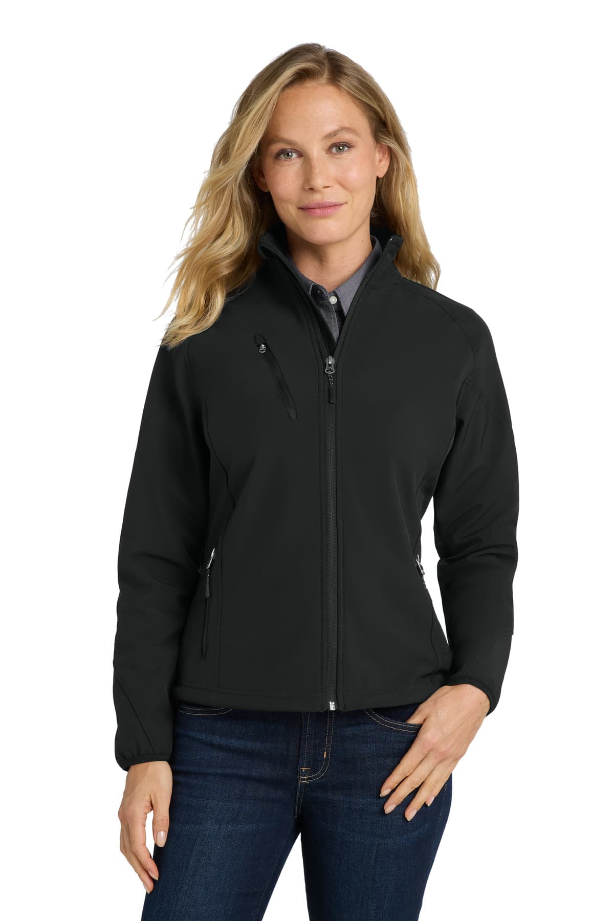 Port Authority ® Women's Textured Soft Shell Jacket — Black