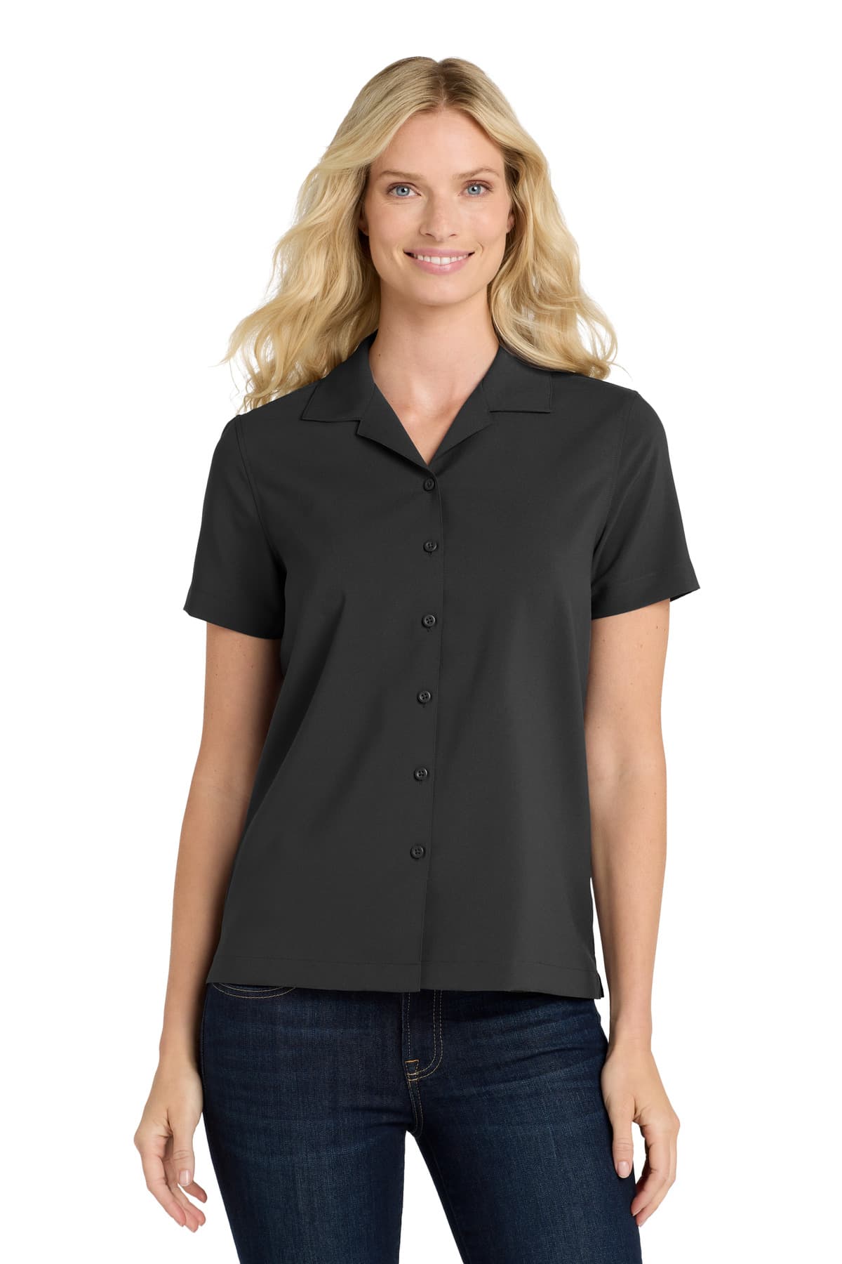 Port Authority ® Women's Short Sleeve Performance Staff Shirt — Black
