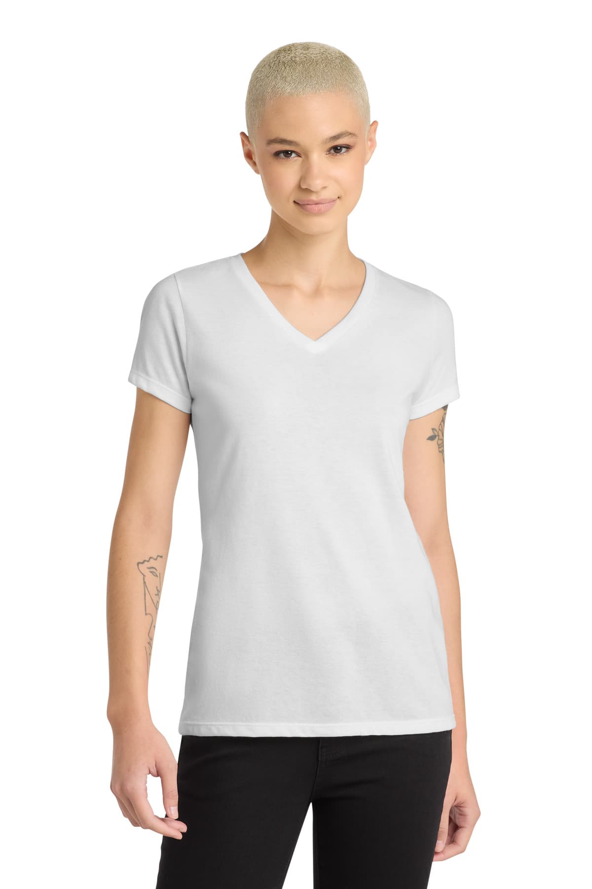 District ® Women's Perfect Blend ® CVC V-Neck Tee — White