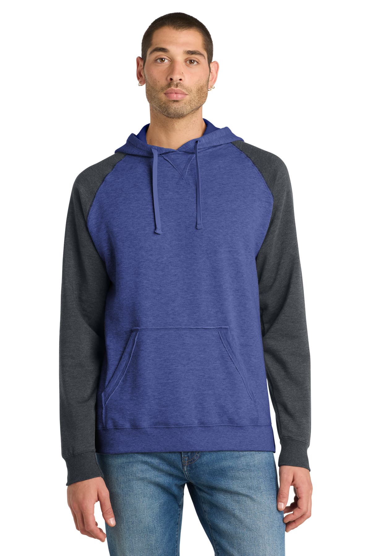 District ® Young Mens Lightweight Fleece Raglan Hoodie