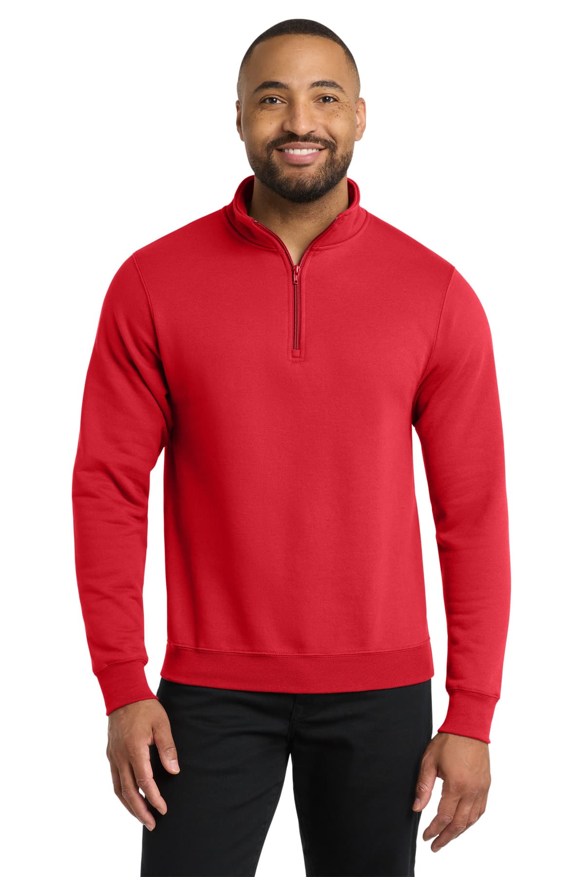 Port & Co  Core Fleece 1/4-Zip Pullover Sweatshirt — Red