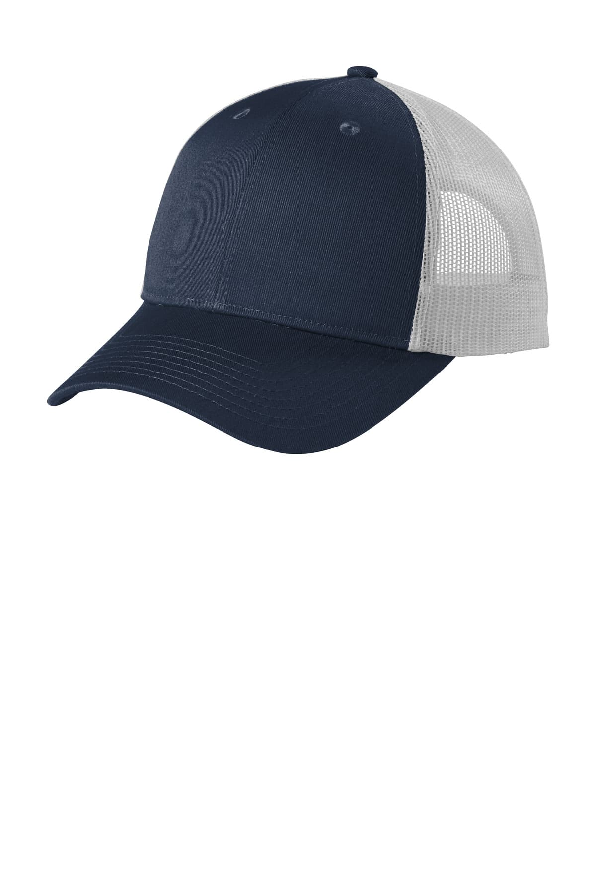 Port Authority ® Low-Profile Snapback Trucker Cap — Dress Blue Navy Heather/ Silver Mist