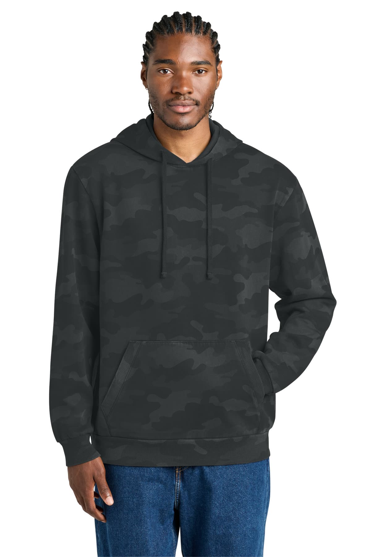District Wash  Camo Fleece Hoodie — Black