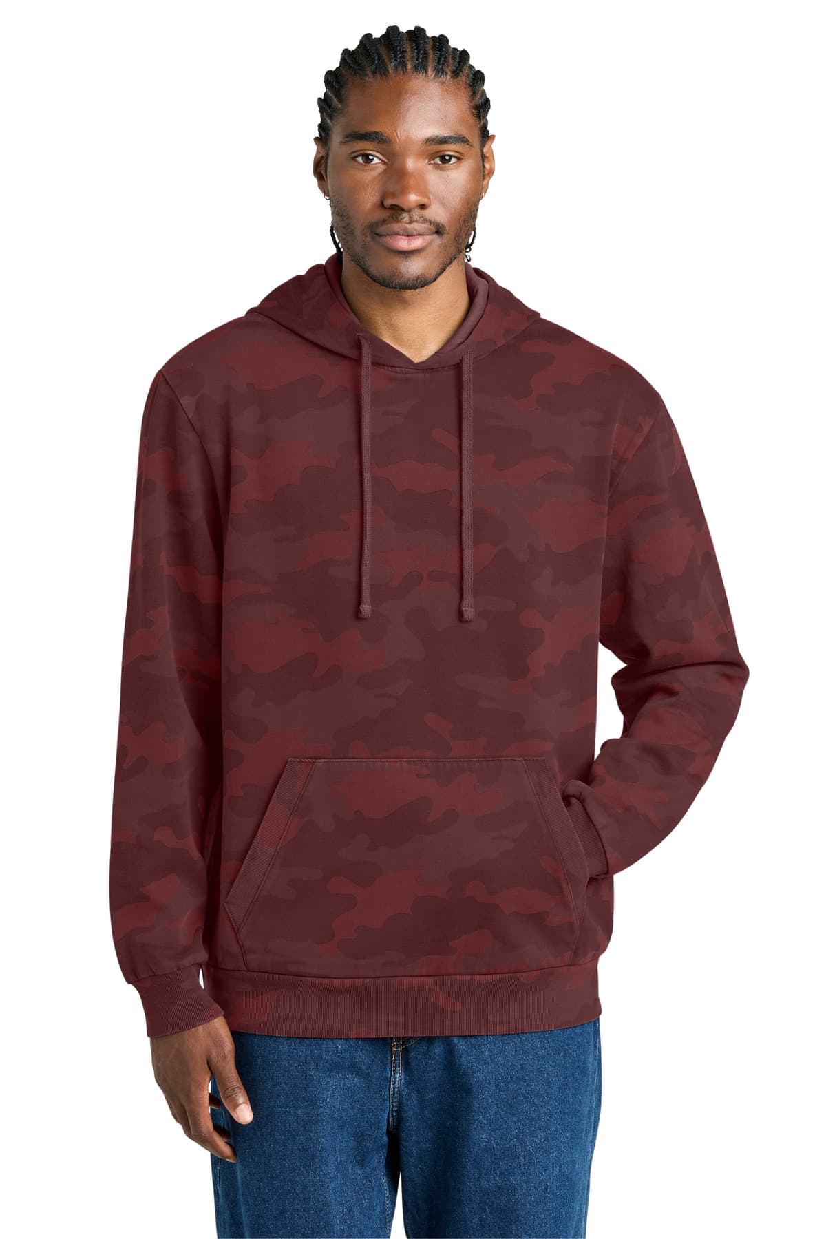 District Wash  Camo Fleece Hoodie — Bordeaux
