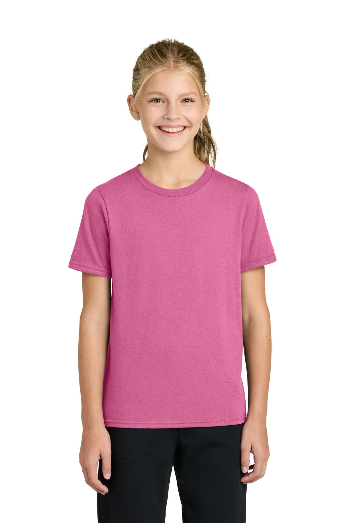 Port & Co  Youth Easy Cotton Tee — Awareness Pink