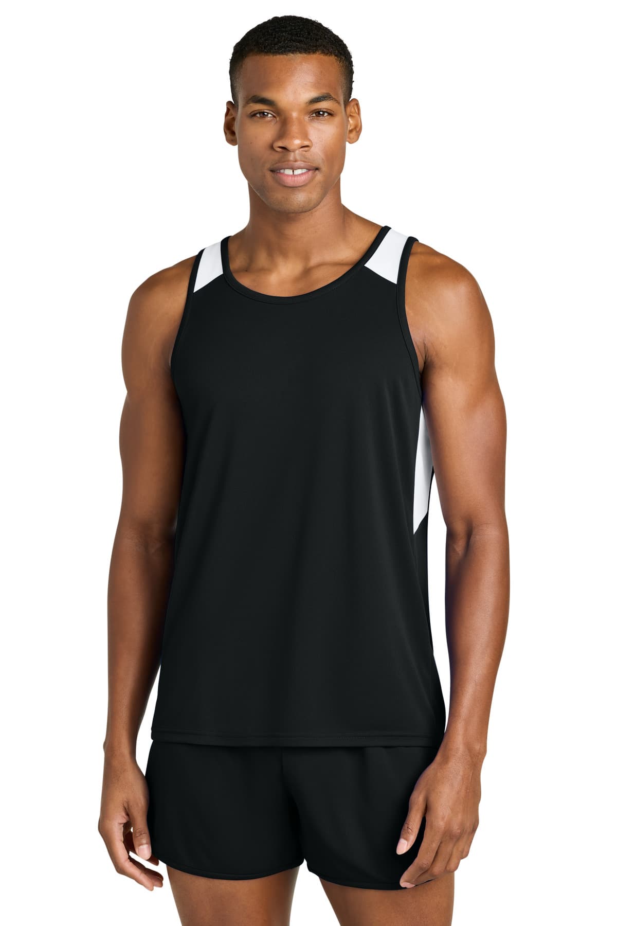 Sport-Tek ® Club Track Tank — Black/ White