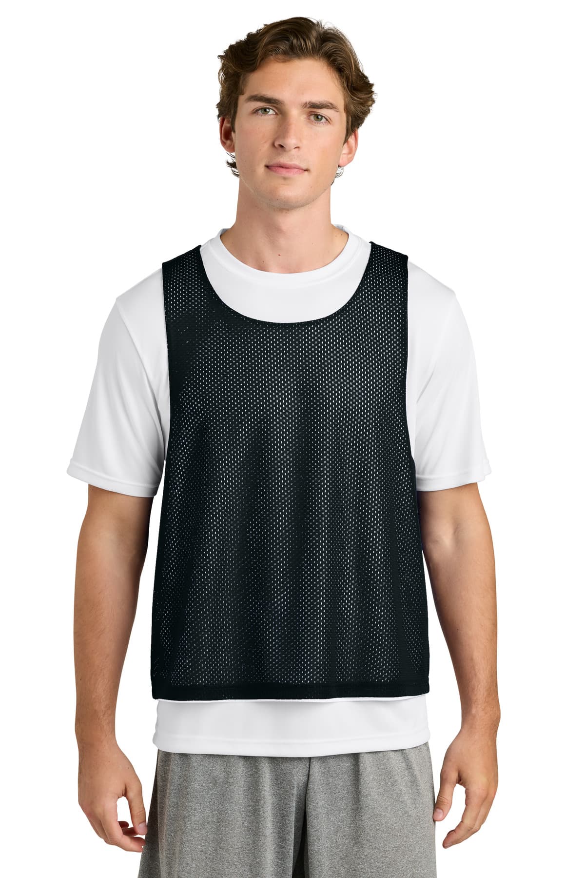 Sport-Tek ® Lacrosse Reversible Pinnie — Black/ White