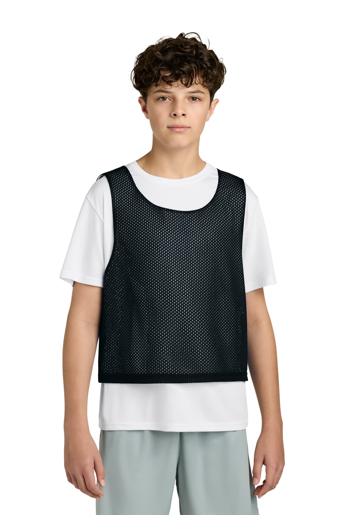 Sport-Tek ® Youth Lacrosse Reversible Pinnie — Black/ White