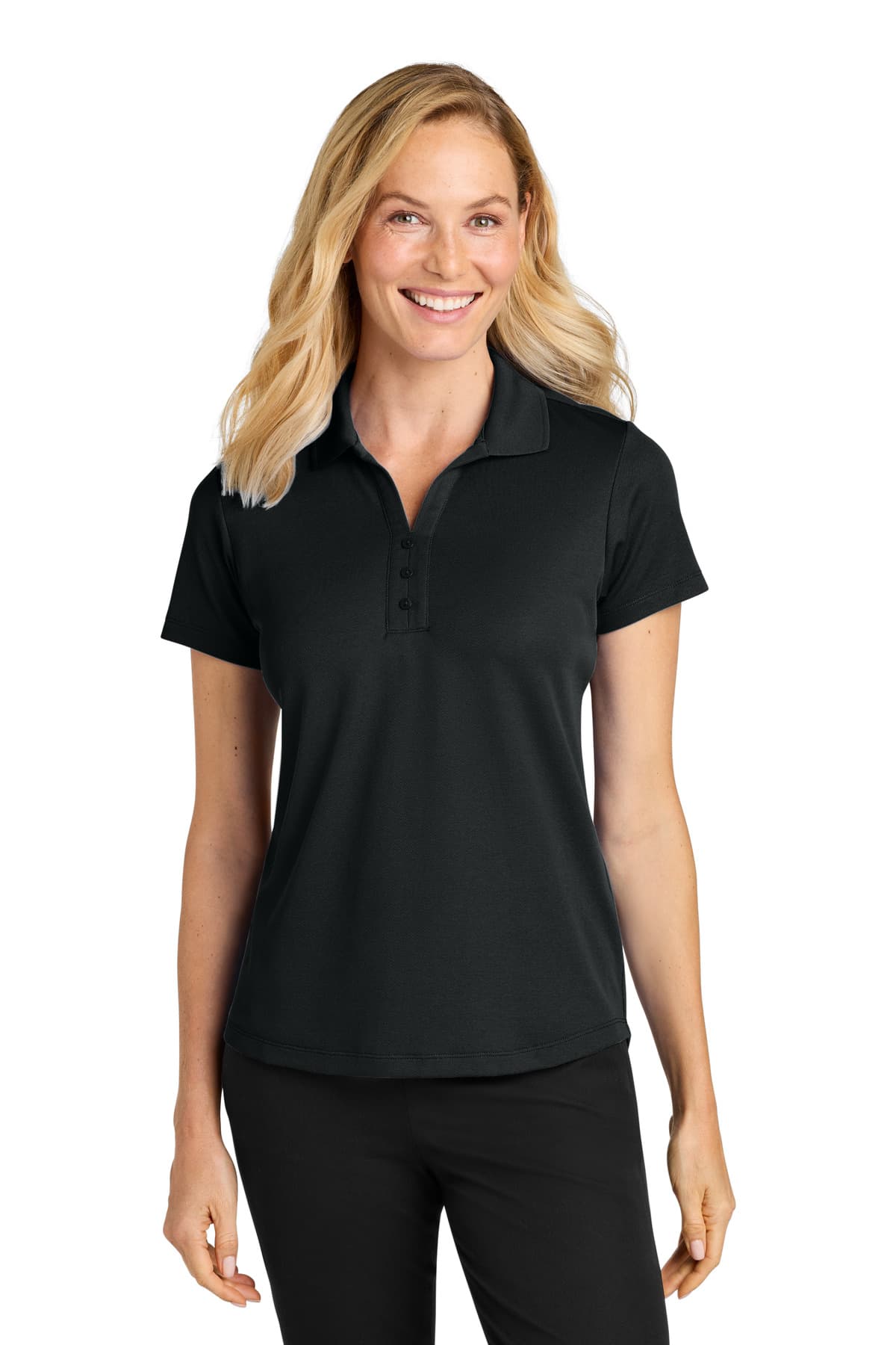 Port Authority ® Women's Plaited Pique Polo — Deep Black