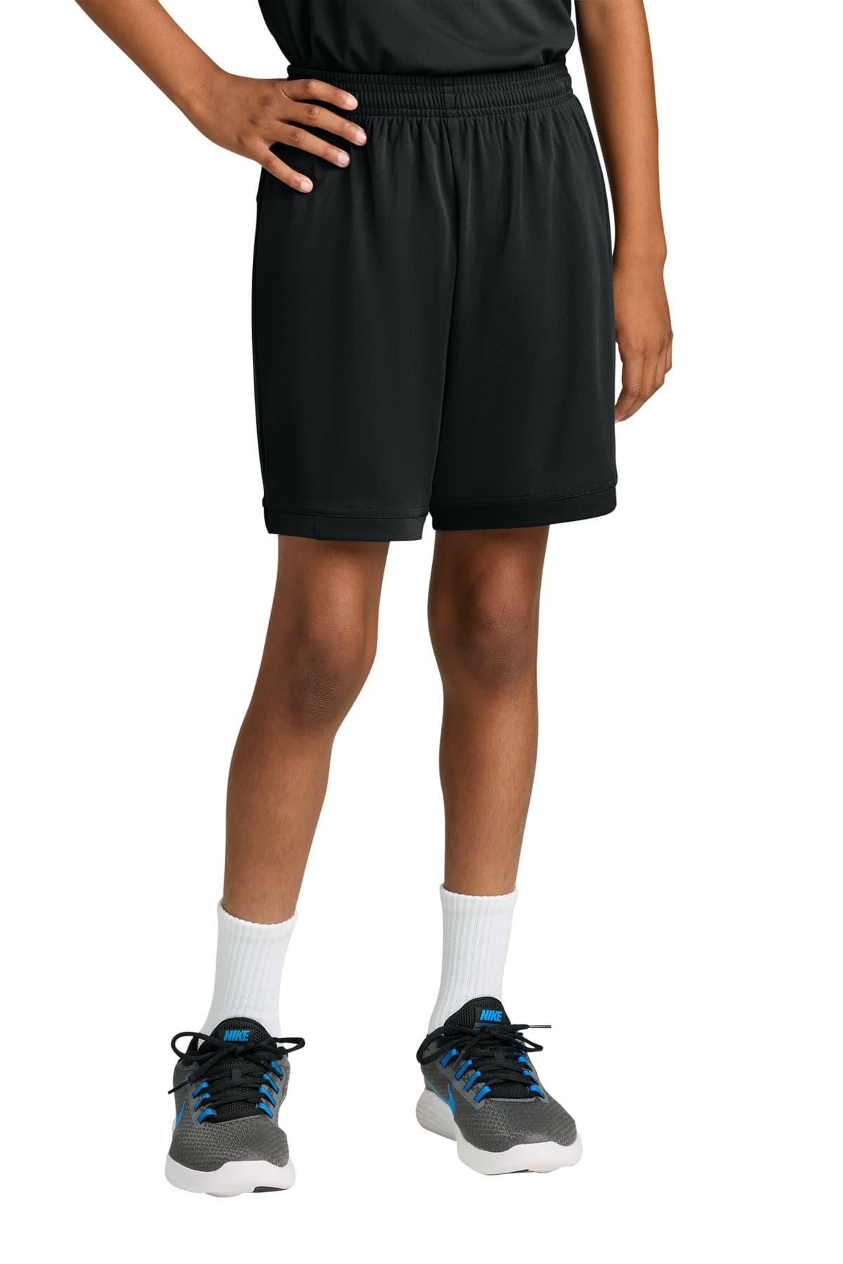Sport-Tek ® Youth Club 5' Short — Black/ Black