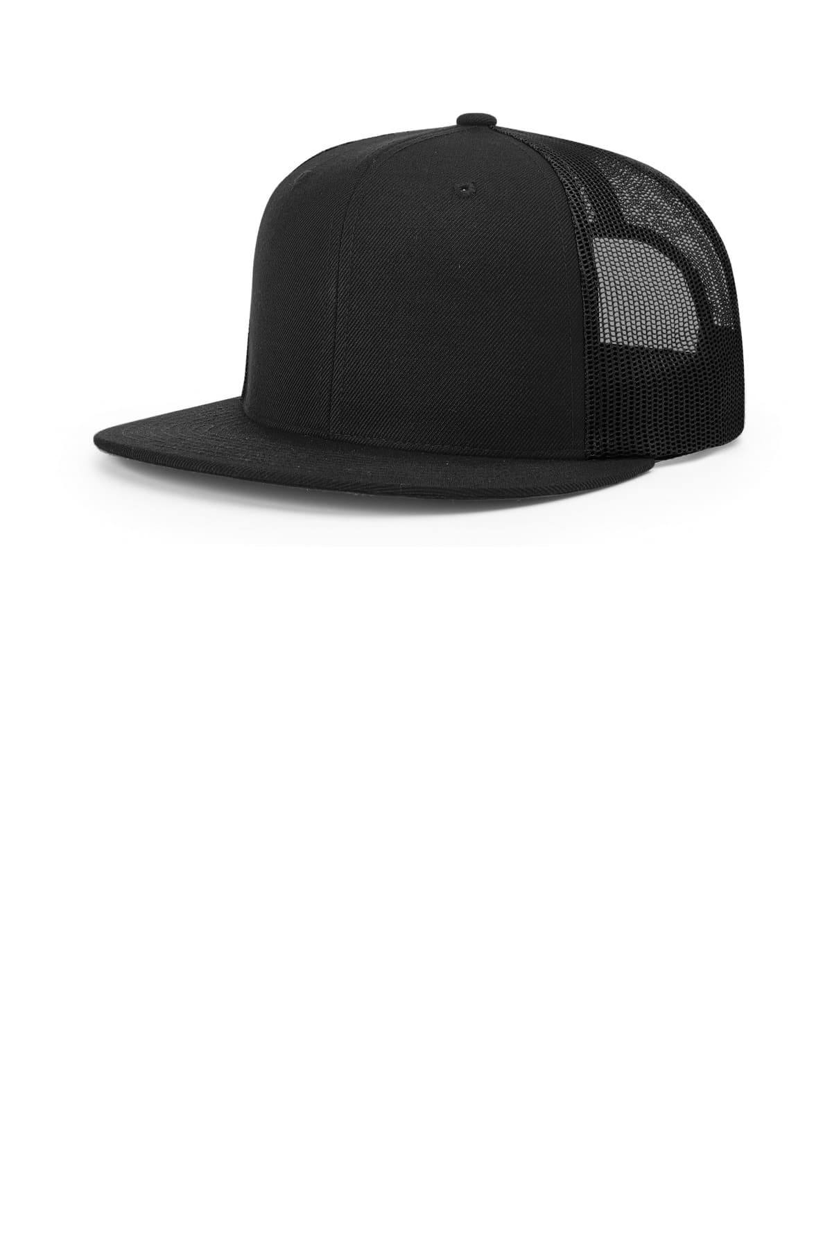 Richardson Acrylic-Wool Blend Flatbill Trucker — Black