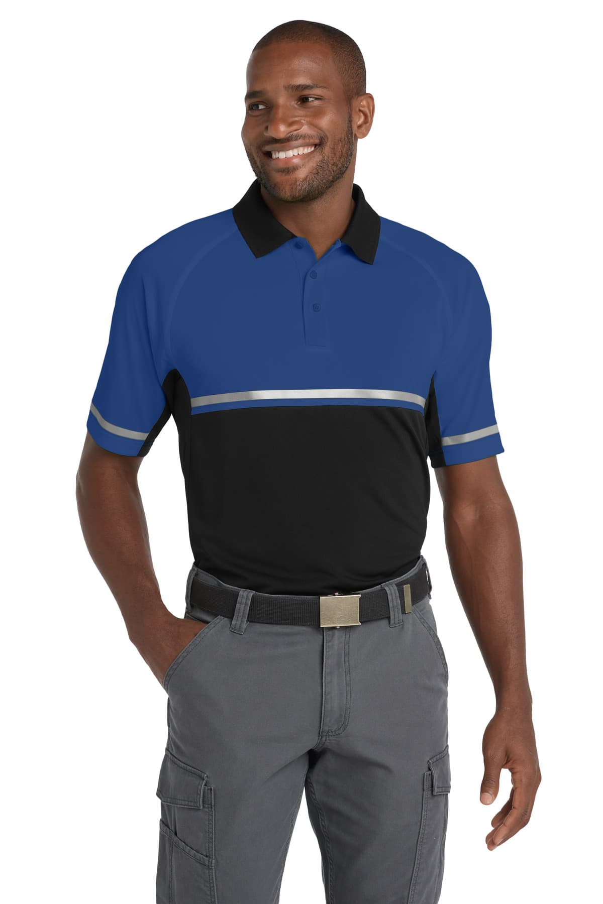 CornerStone ® Select Lightweight Snag-Proof Enhanced Visibility Polo — Royal/ Black