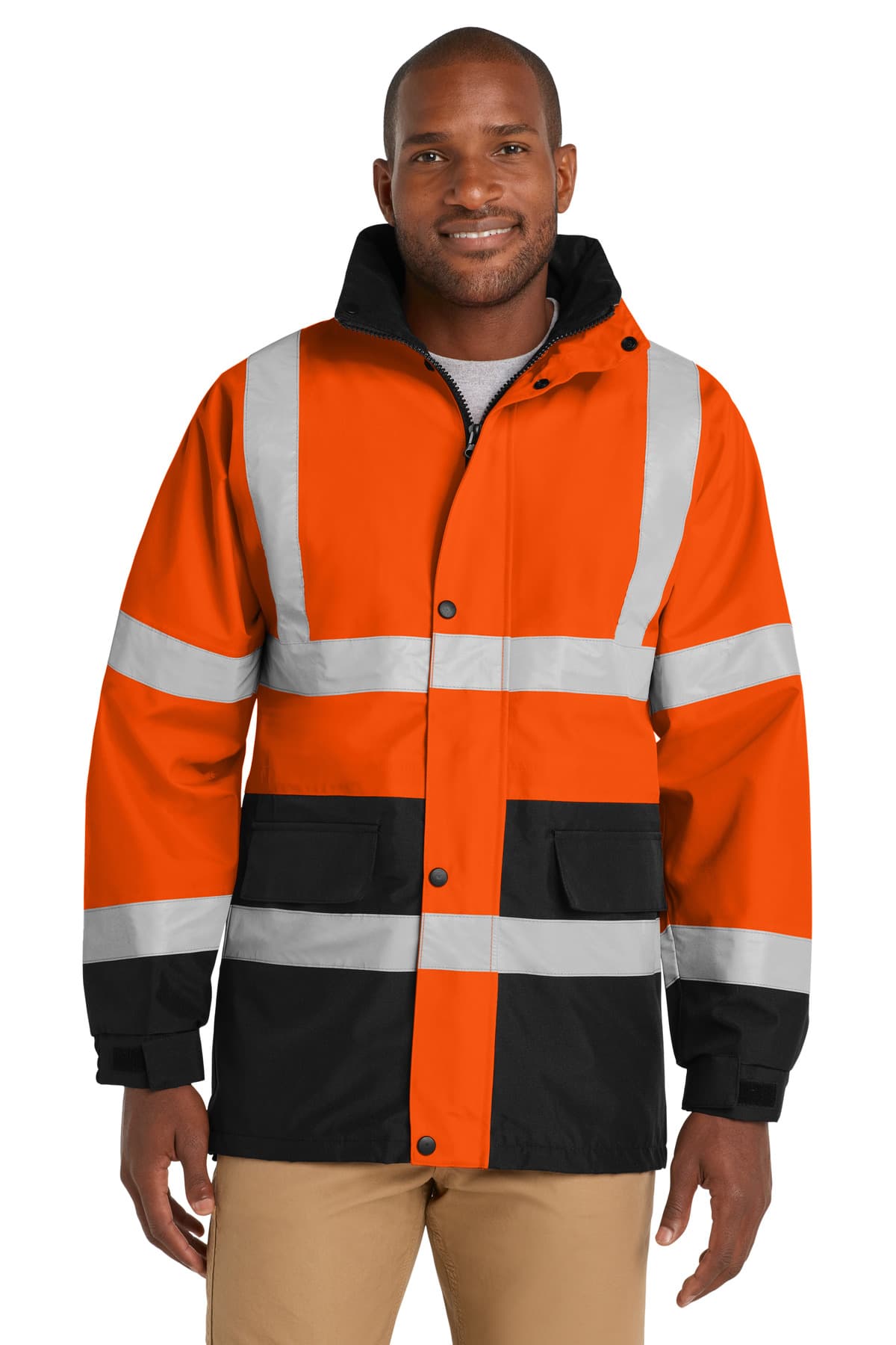 CornerStone ® - ANSI 107 Class 3 Waterproof Parka — Safety Orange/ Black