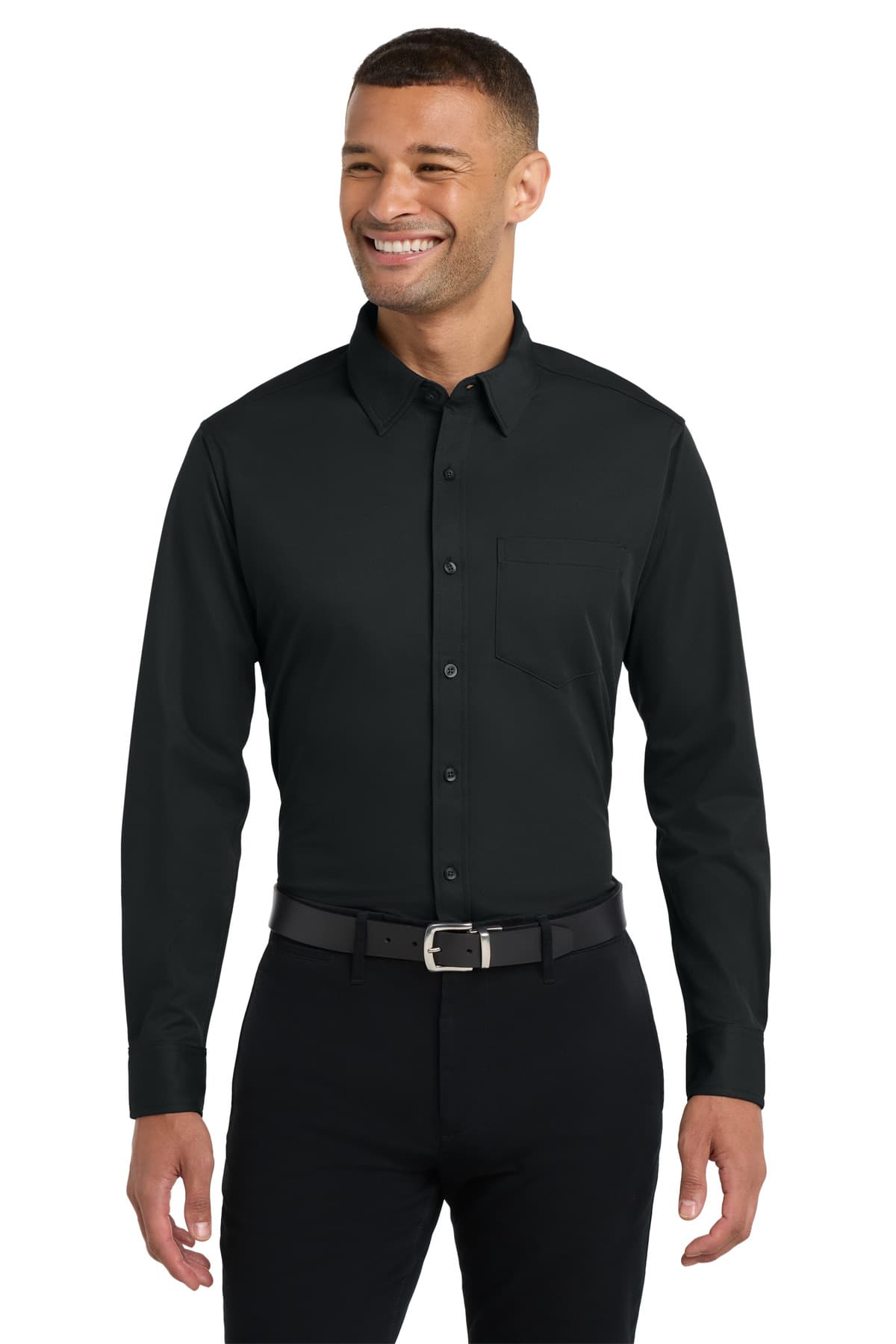 Port Authority ® Dimension Knit Dress Shirt — Black