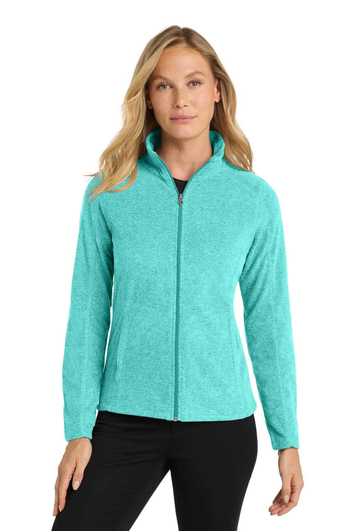 Port Authority ® Women's Heather Microfleece Full-Zip Jacket — Aqua Green Heather