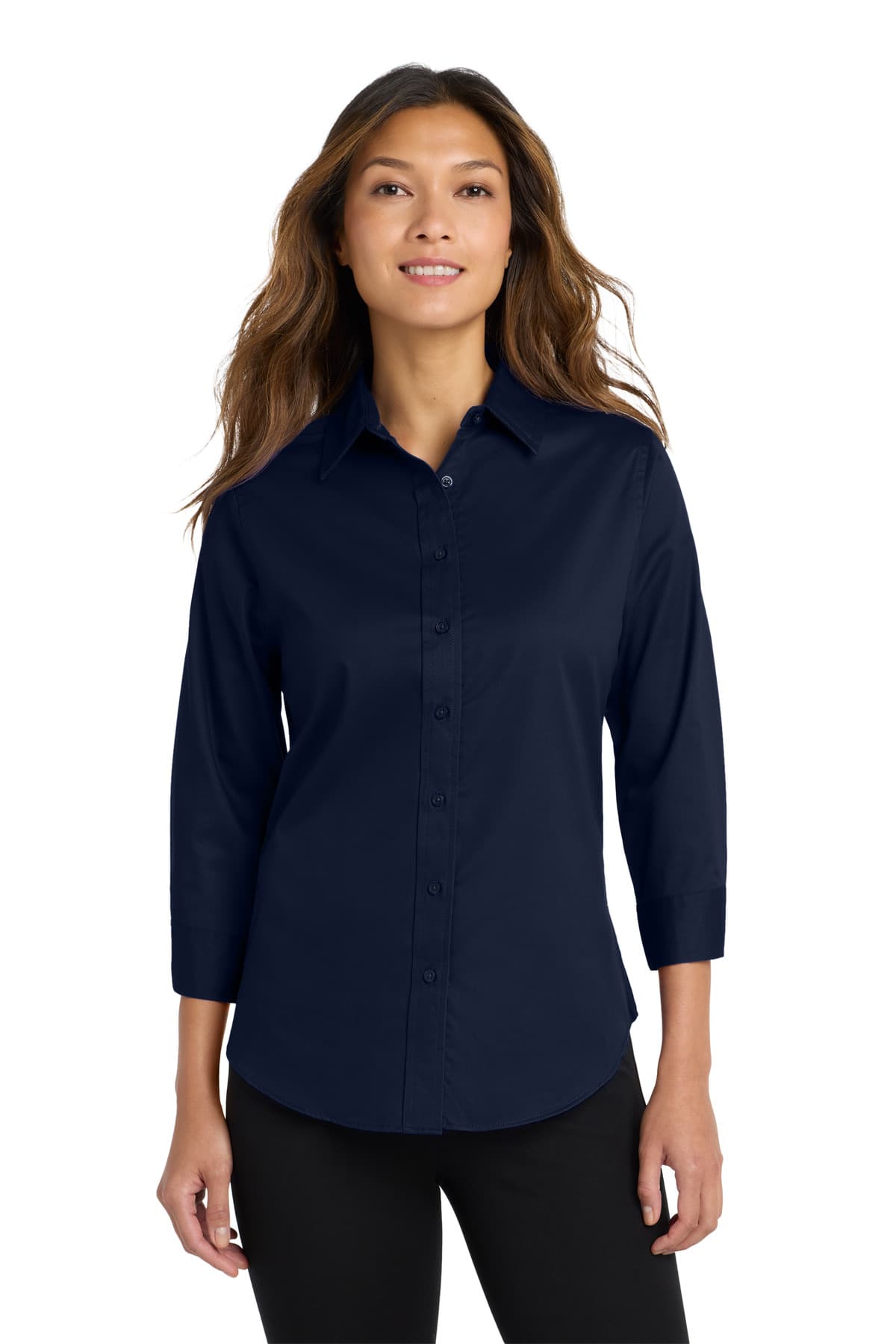 Port Authority ® Women's 3/4-Sleeve Easy Care Shirt — Navy