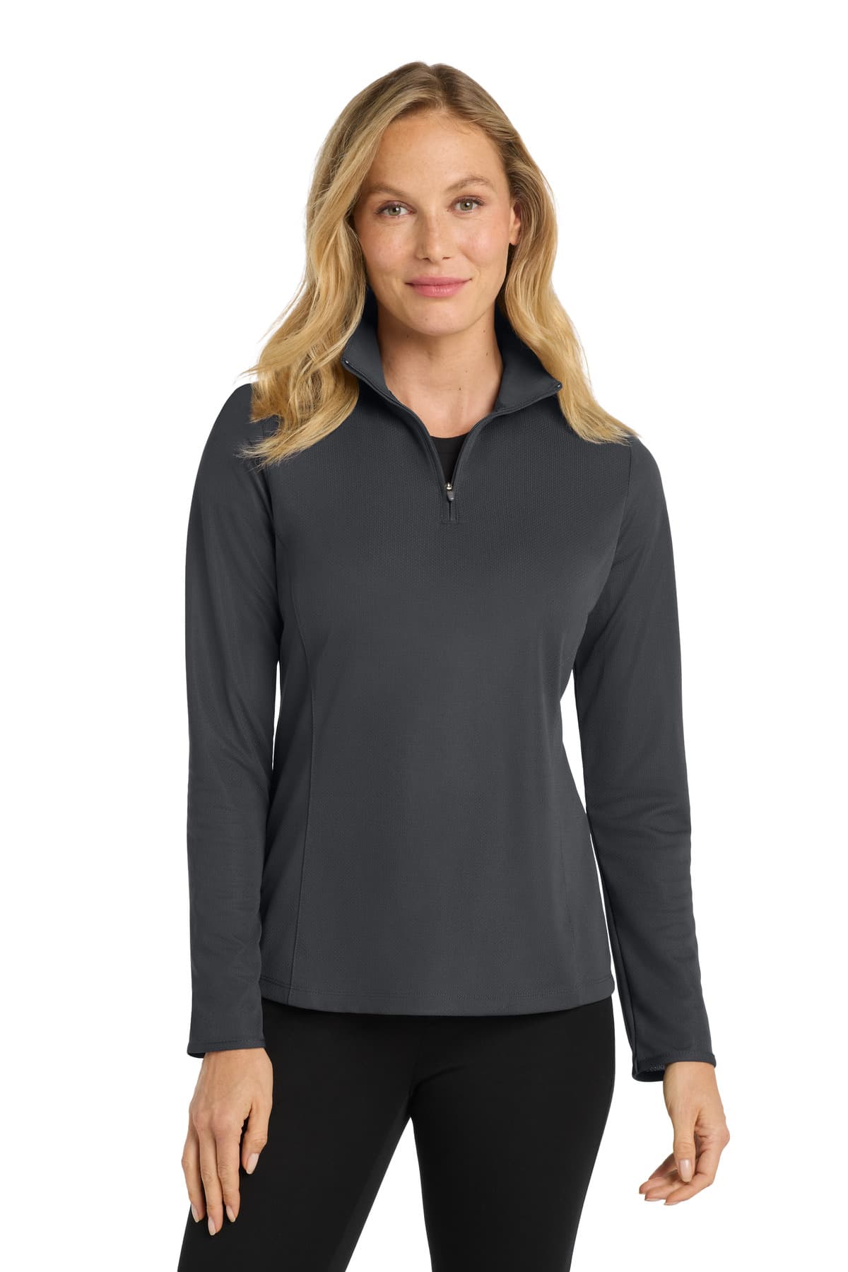 Port Authority ® Women's Pinpoint Mesh 1/2-Zip — Battleship Grey