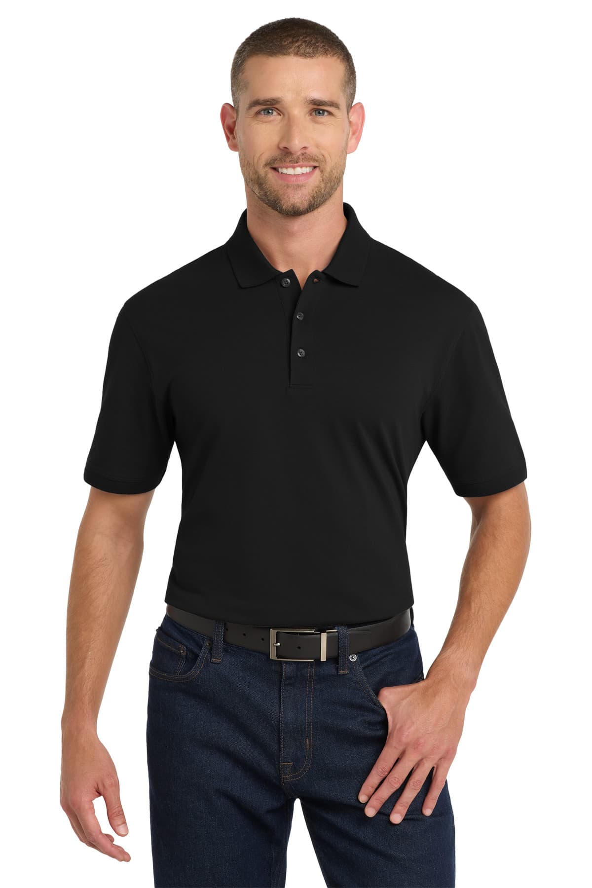 Port Authority ® Tall EZCotton ® Polo — Black
