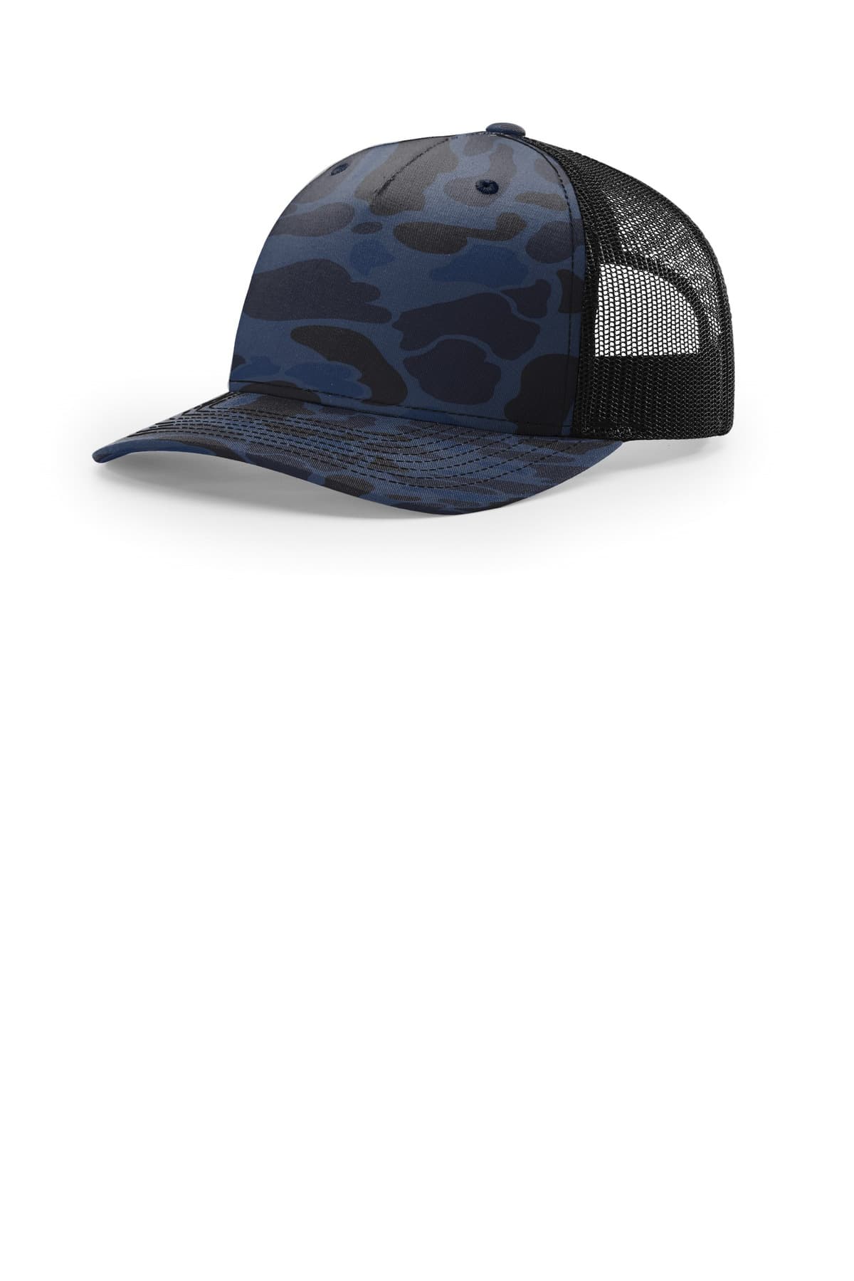 Richardson Printed Five-Panel Trucker — Admiral Duck Camo/ Black