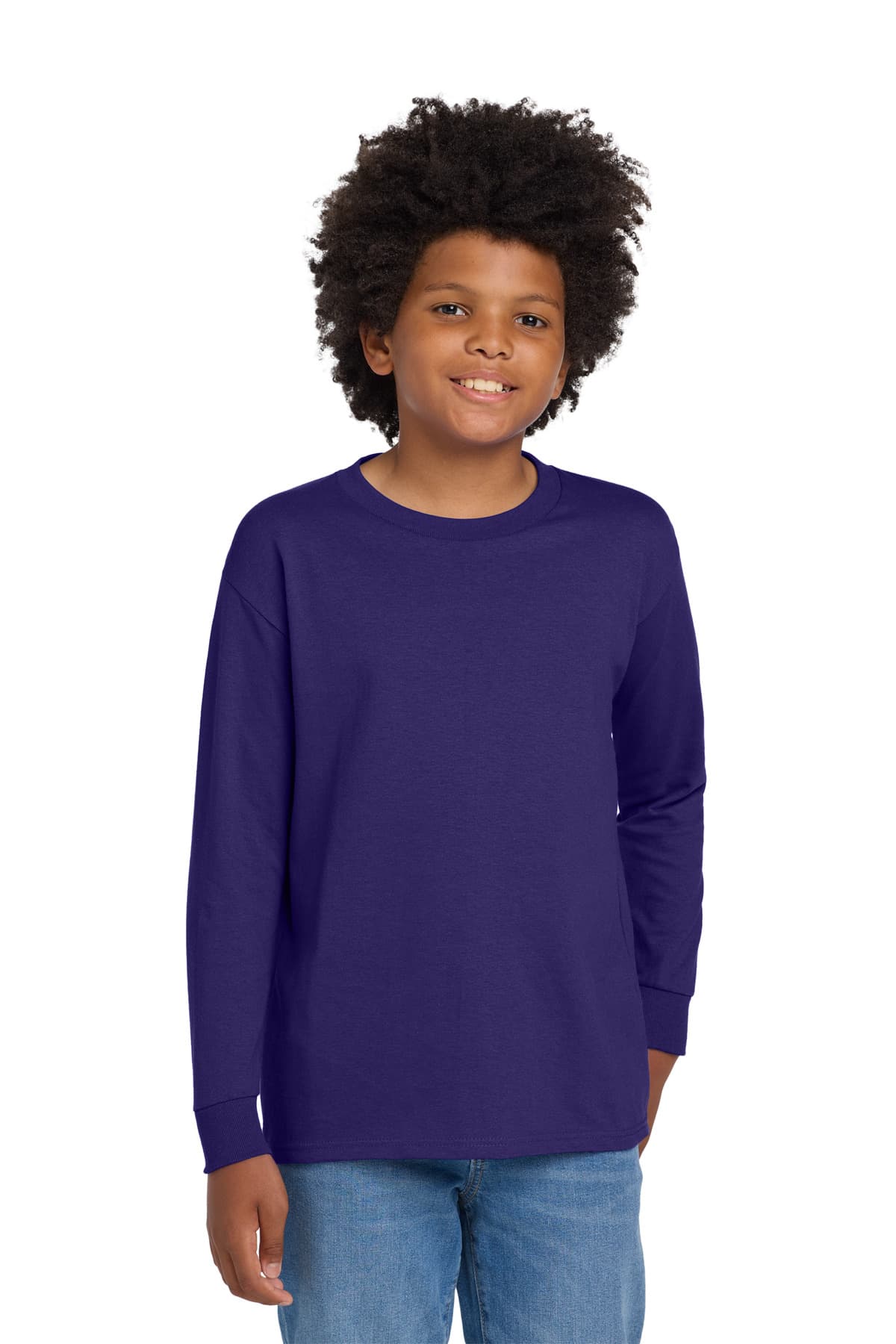 Gildan ® Youth Heavy Cotton  100% Cotton Long Sleeve T-Shirt — Purple